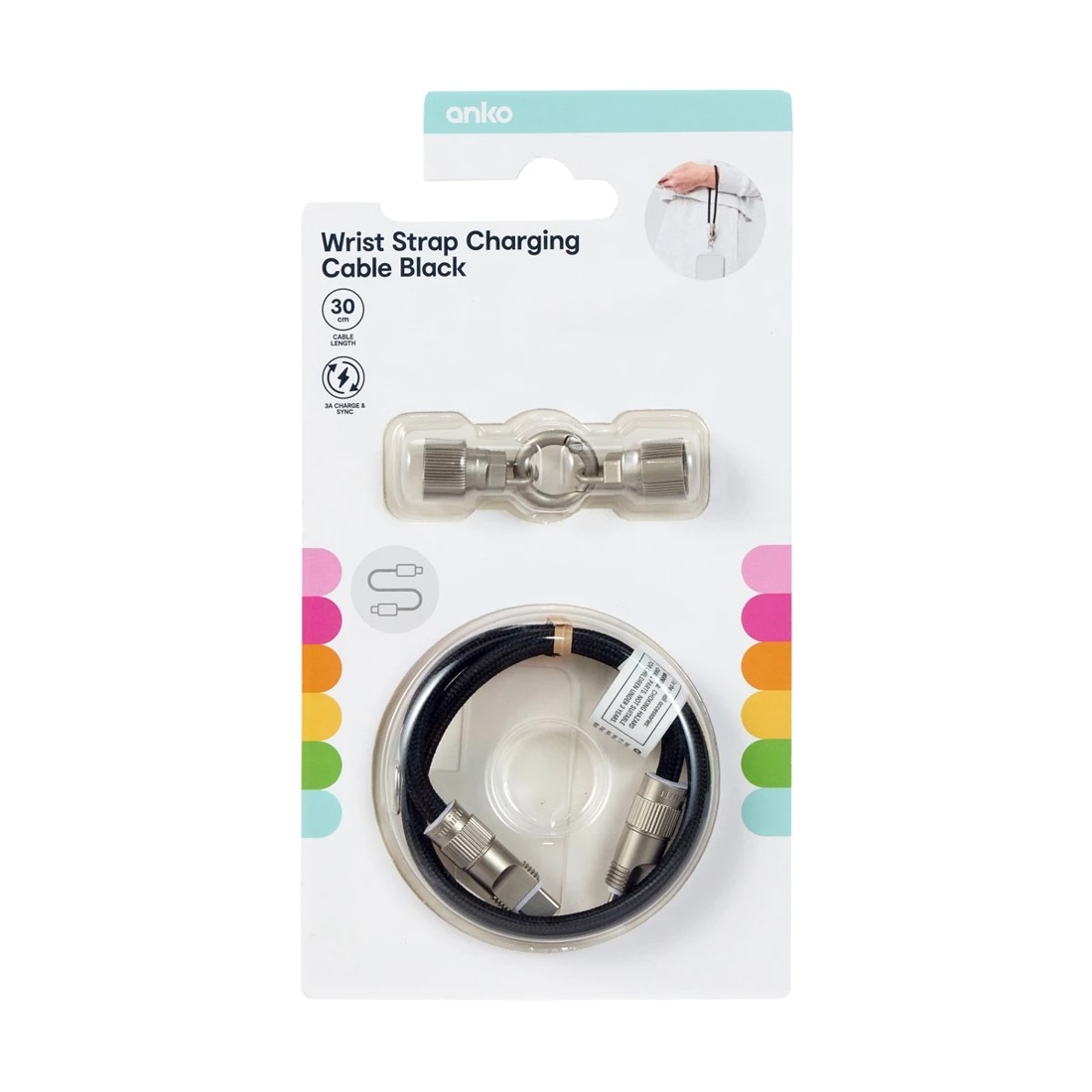 9 Wrist Strap Charging Cable - Black, 9 of 9