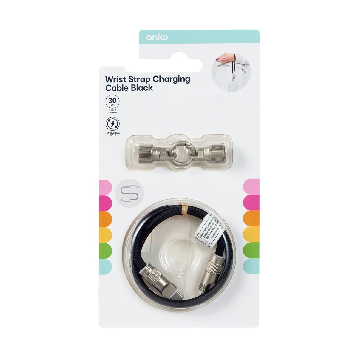 9 Wrist Strap Charging Cable - Black, 9 of 9