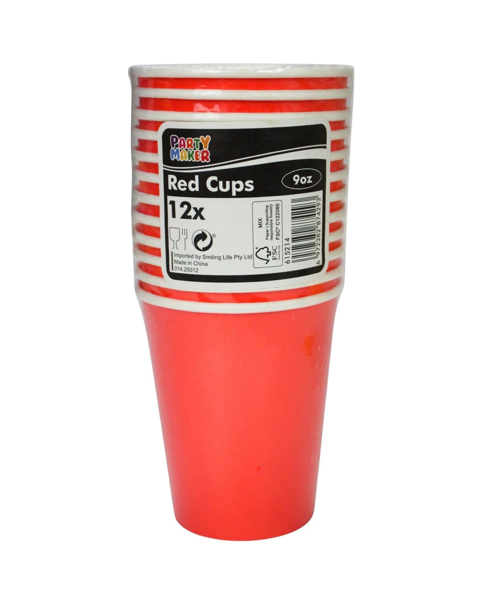 3 Party Maker Paper Cups 266ml Pack of 12 - Red, 3 of 3