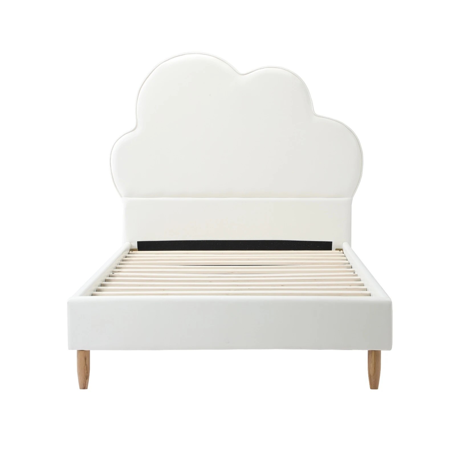 7 Oikiture Bed Frame Single Size Cloud Kids Bed Frame PU Leather - White, 7 of 9