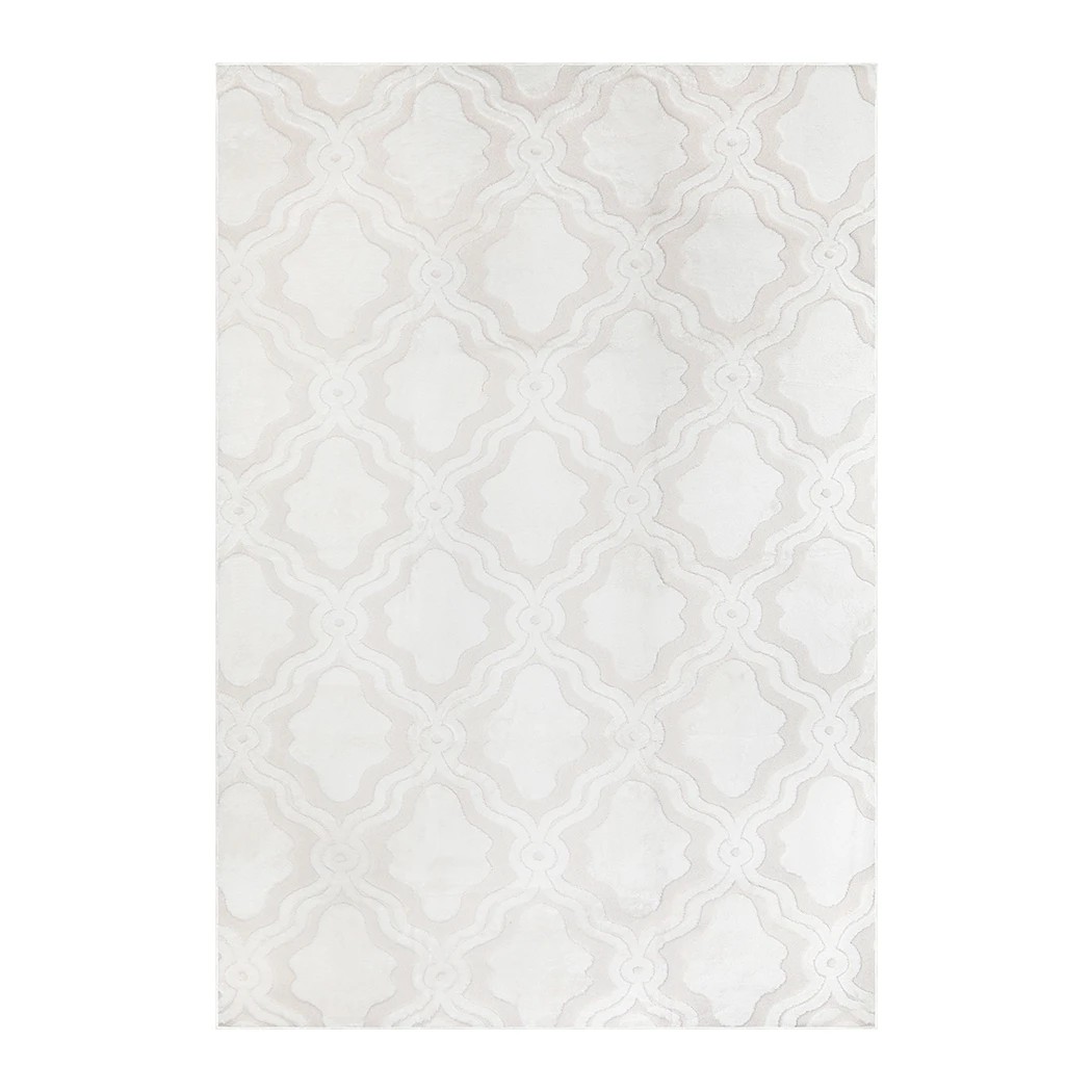 1 Marlow Machine Washable Floor Rug High-Low Textured Cream, 1 of 8
