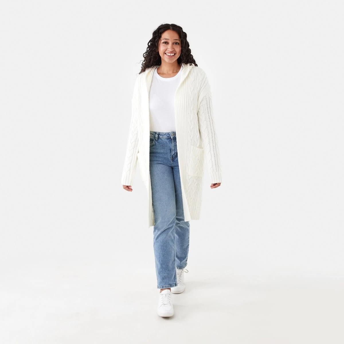1 Cable Hoodie Coatigan Ecru, 1 of 6