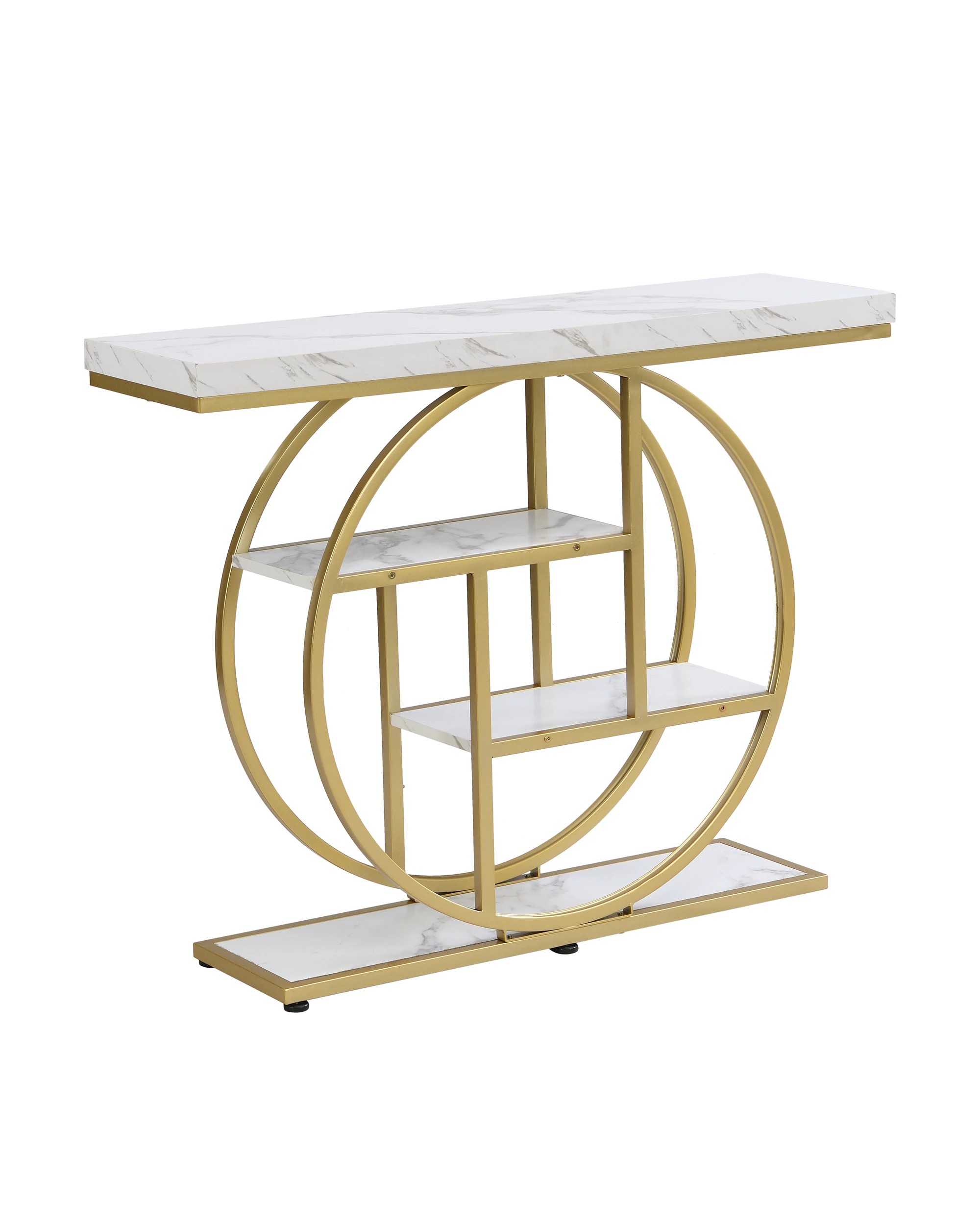 4 IHOMDEC 4-Tier Entryway Console Table - Black, 4 of 10