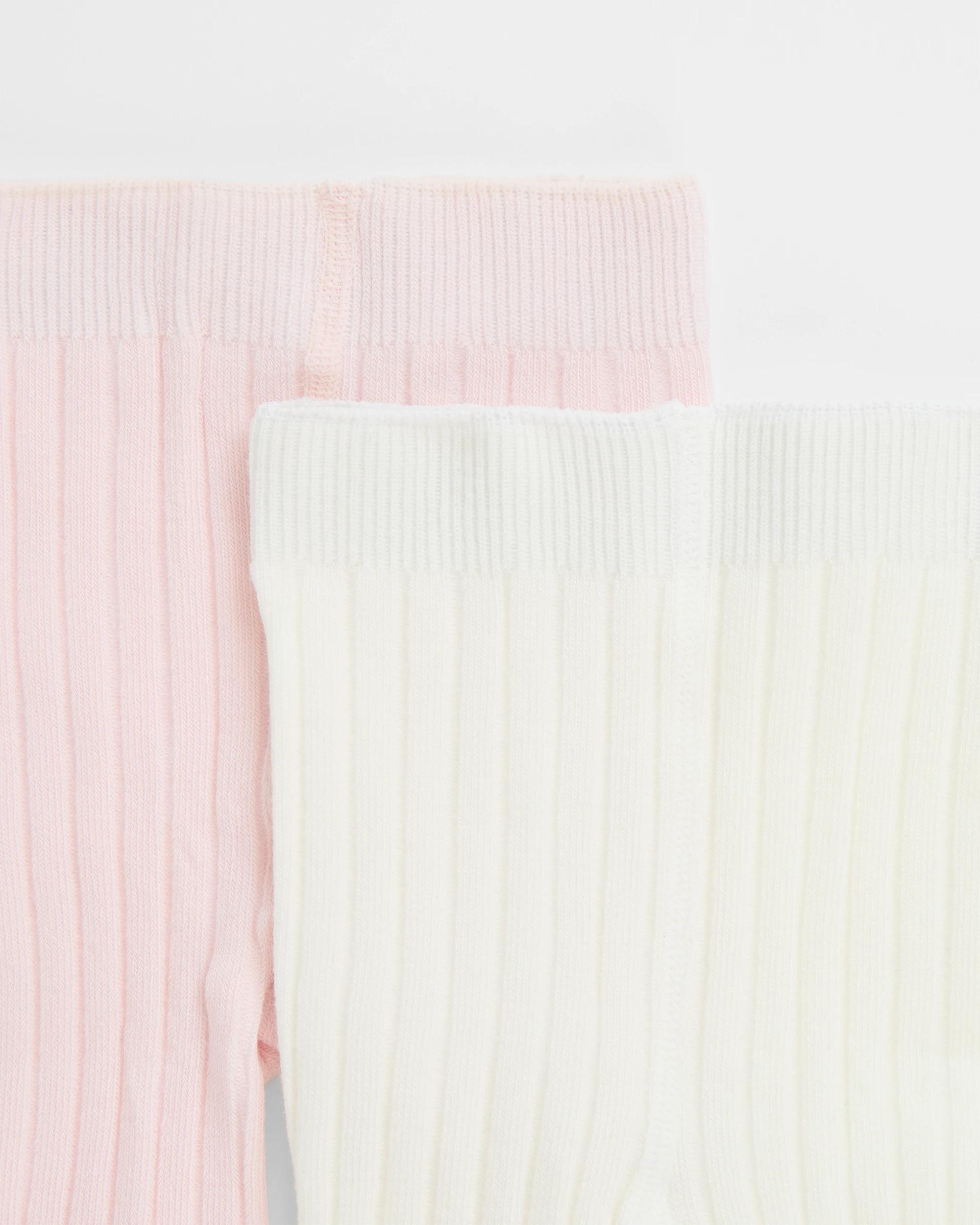 3 Maxx Baby Australian Cotton Blend 2 Pack Rib Tights BALLET SLIPPER, 3 of 3