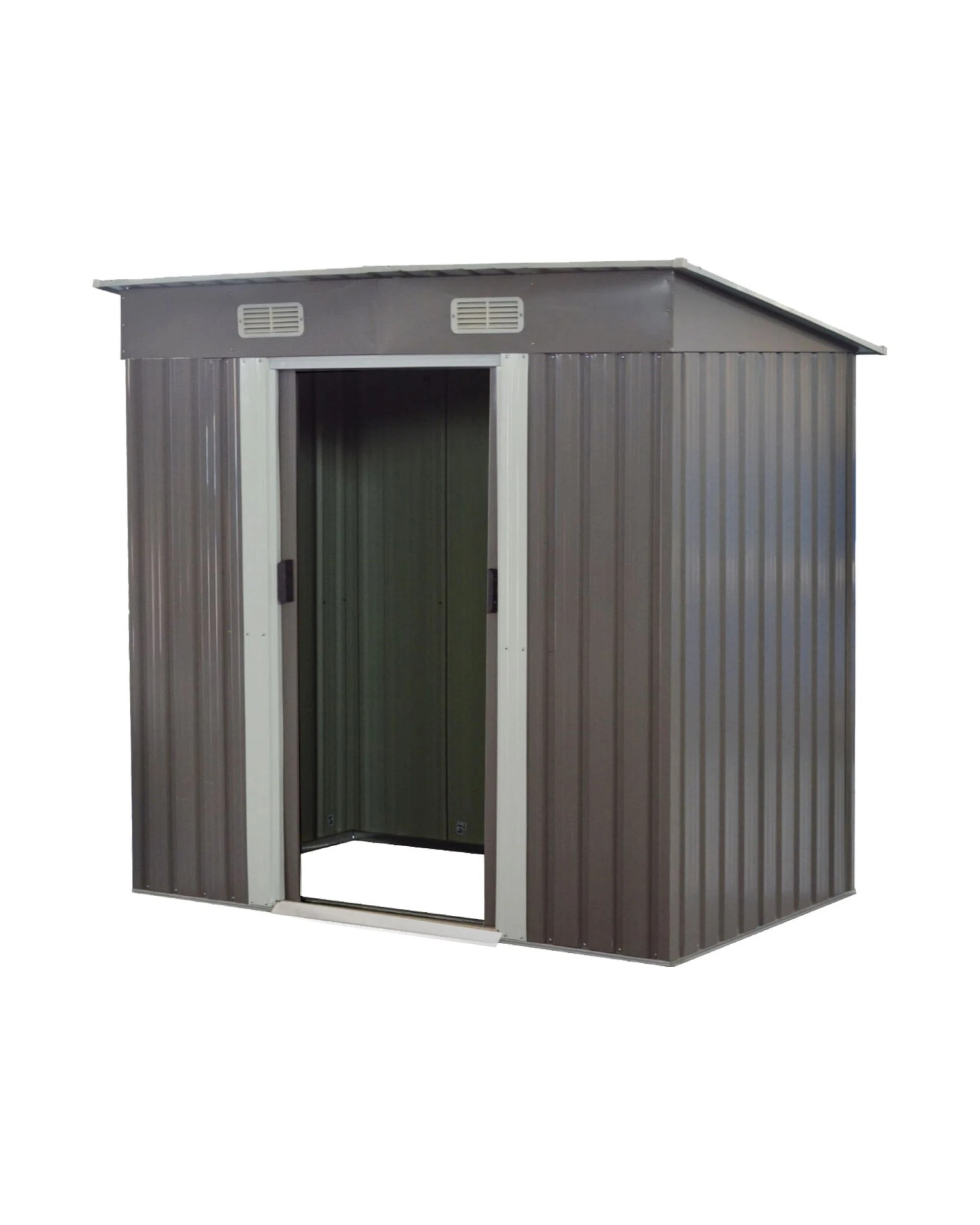 1 Wallaroo 4ft x 8ft Garden Sheds Tool Storage Outdoor Workshop Shelter Flat Roof with Base - Grey, 1 of 9