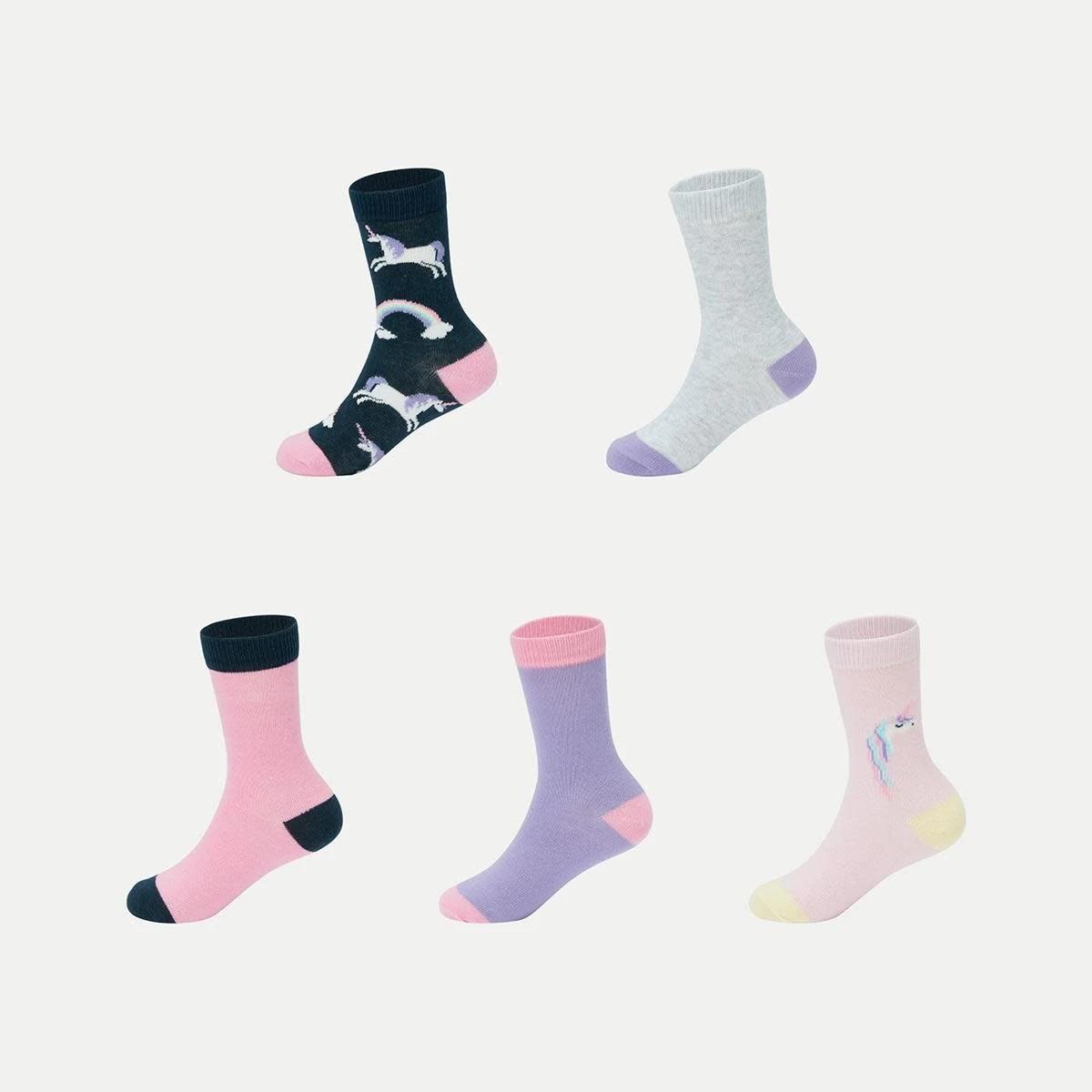 1 5 Pack Crew Socks Unicorn, 1 of 3