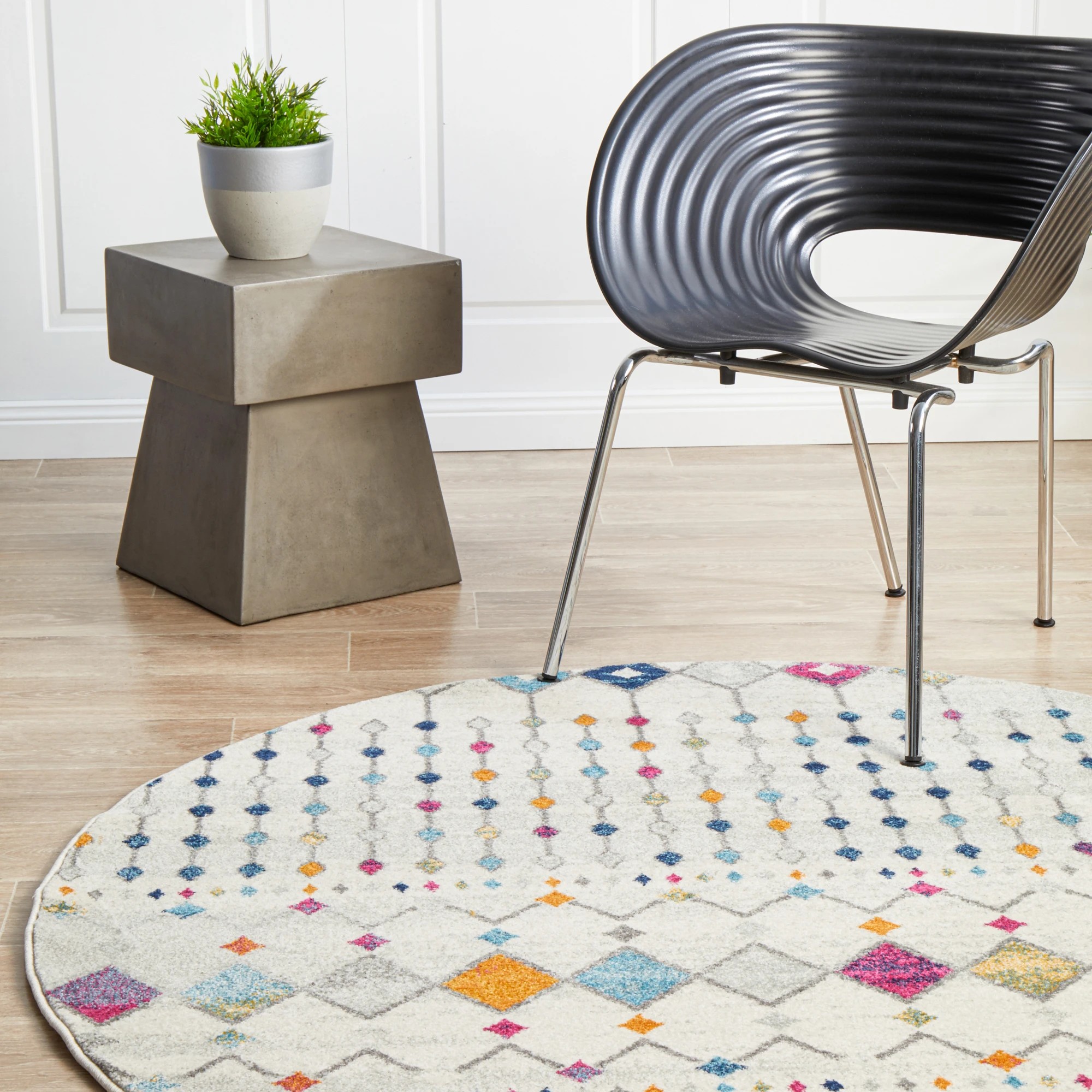 1 Common Ground Rugs Phantom 356 150x150cm - Small Round Rug - Natural, 1 of 8