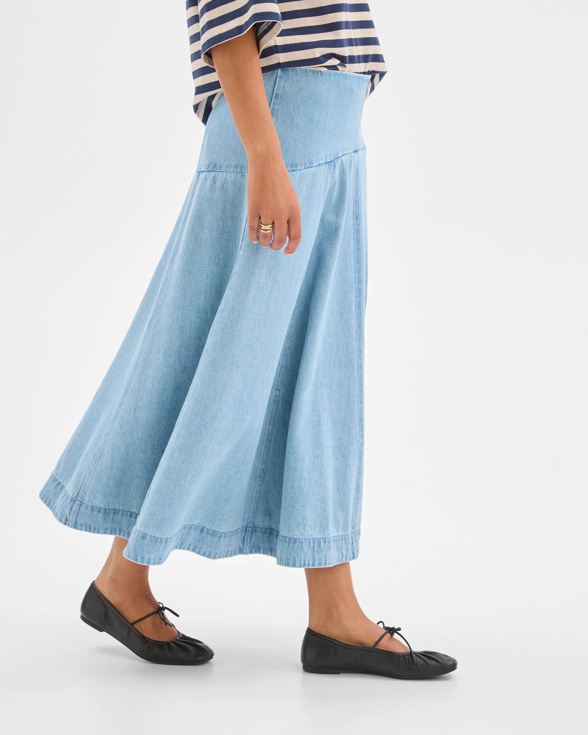 4 Target Denim Panelled Denim Maxi Skirt FADED BLUE, 4 of 7