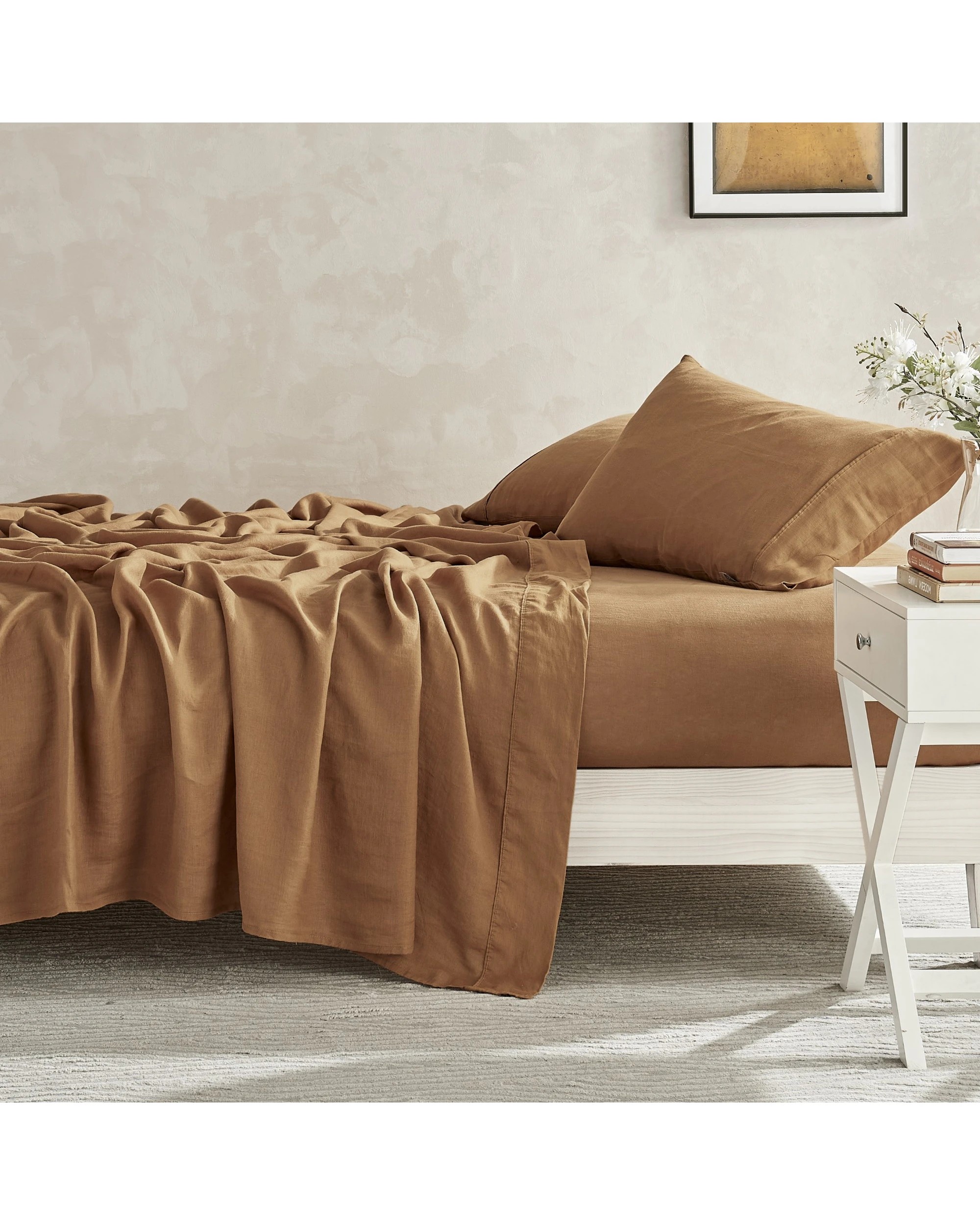 3 Natural Home 100% European Flax Linen Sheet Set - Single Bed - Rust, 3 of 7