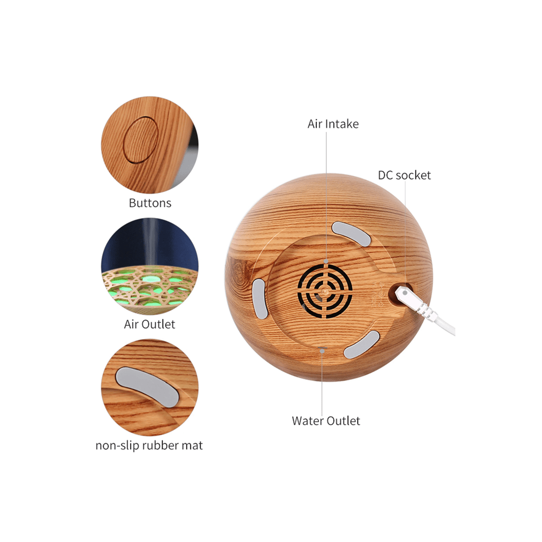 3 TODO 120ml Humidifier Aromatherapy Diffuser 7 Colour Led Ultrasonic Mist - Woodgrain, 3 of 9