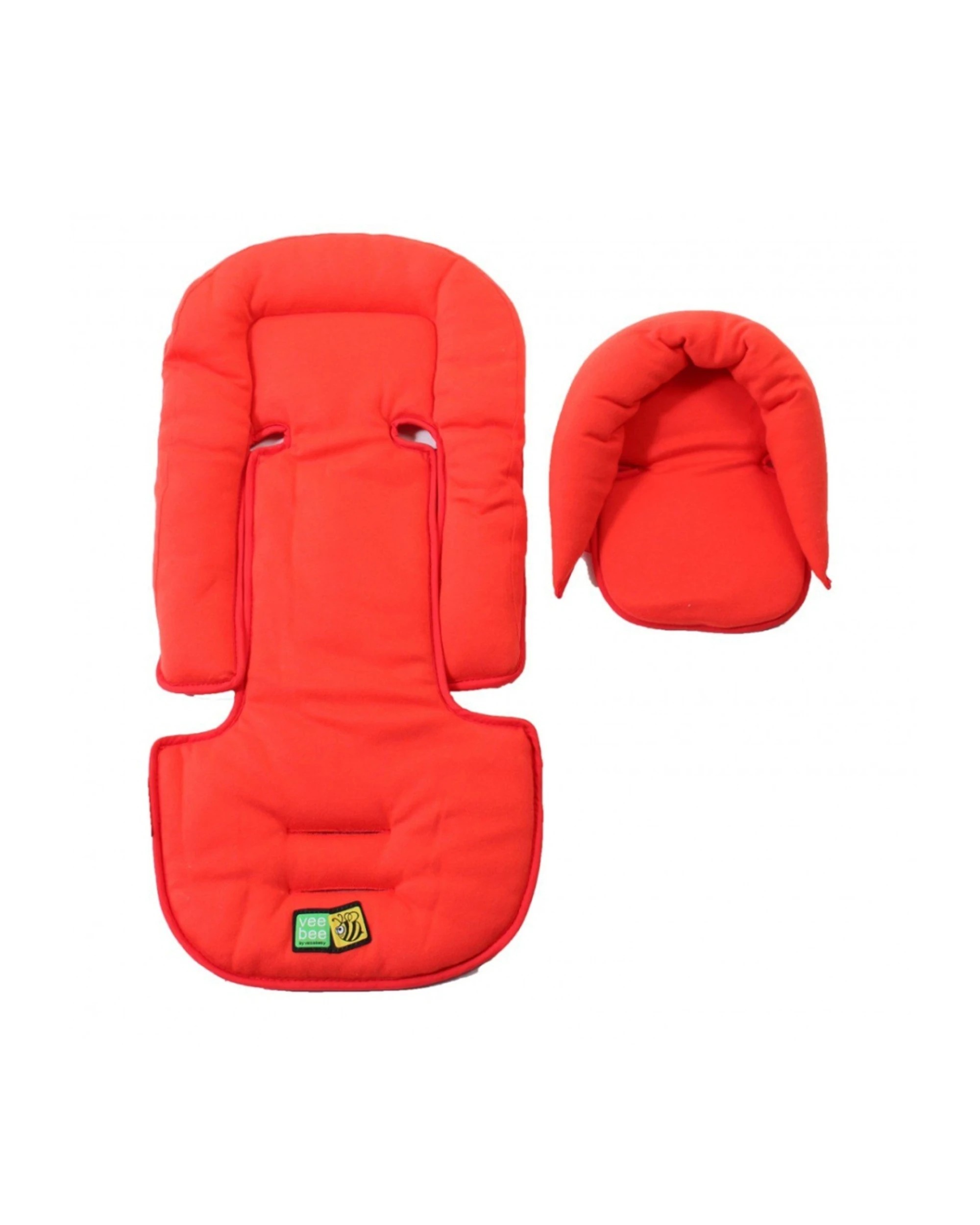 1 VeeBee Allsorts Universal Pram Stroller Seat Liner With Head Hugger - Red, 1 of 4