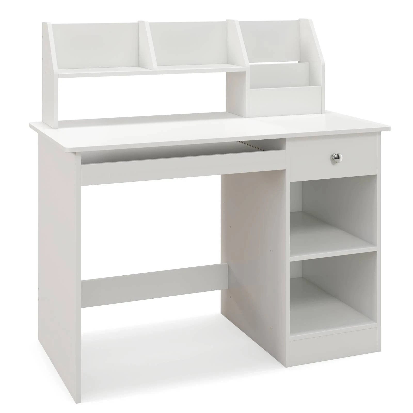 1 Costway Computer Desk Office Study Table w/Hutch Workstation White, 1 of 4