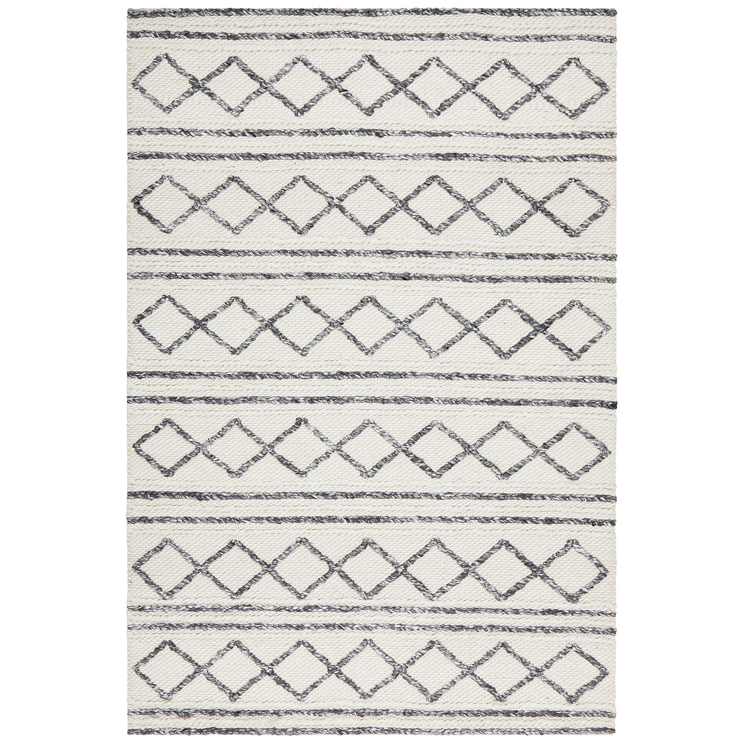 1 Common Ground Rugs Alcove 326 280x190cm - Large Handwoven Wool Floor Rug - White, 1 of 7