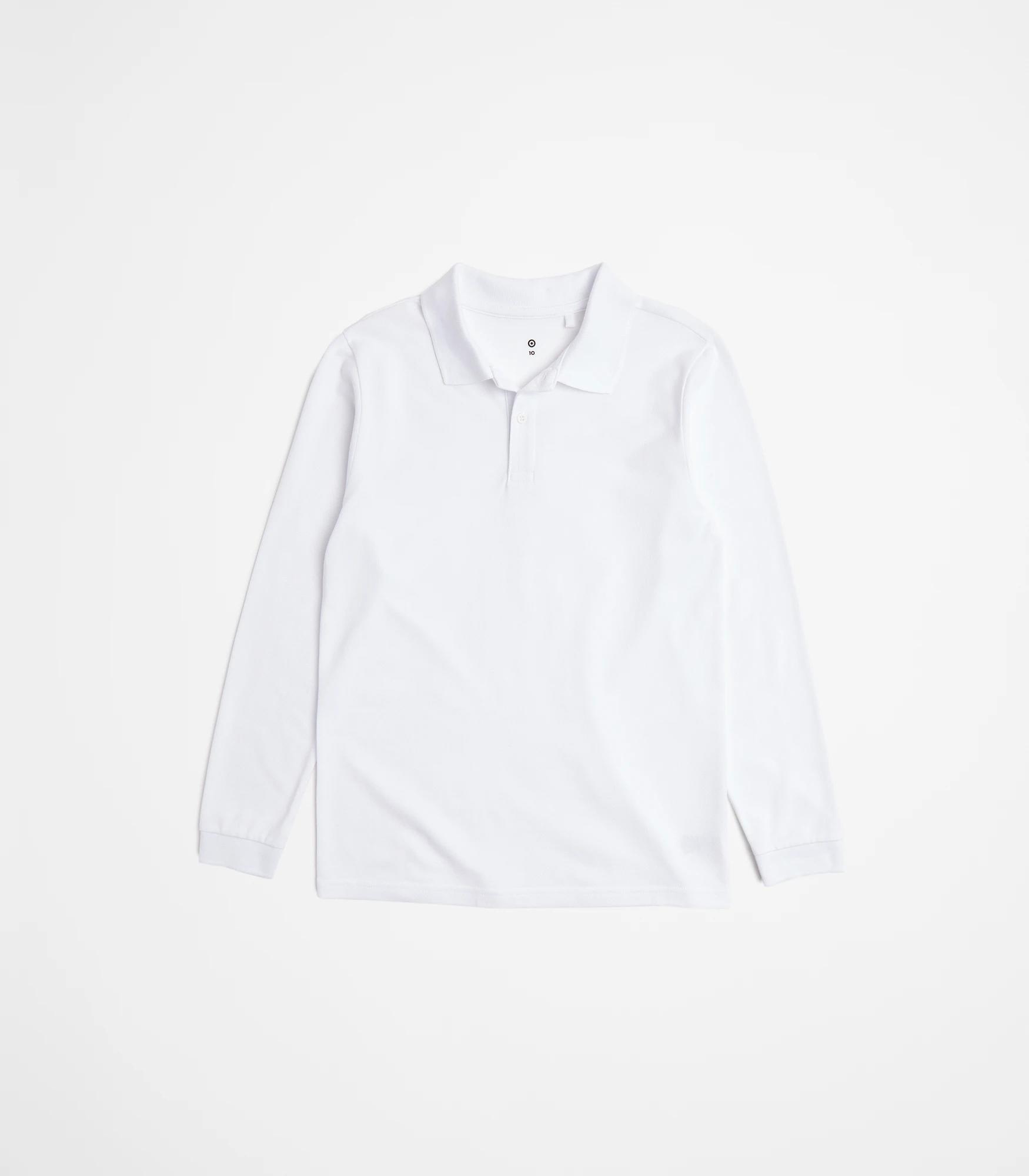 1 Target School Polo Long Sleeve Top WHITE, 1 of 3