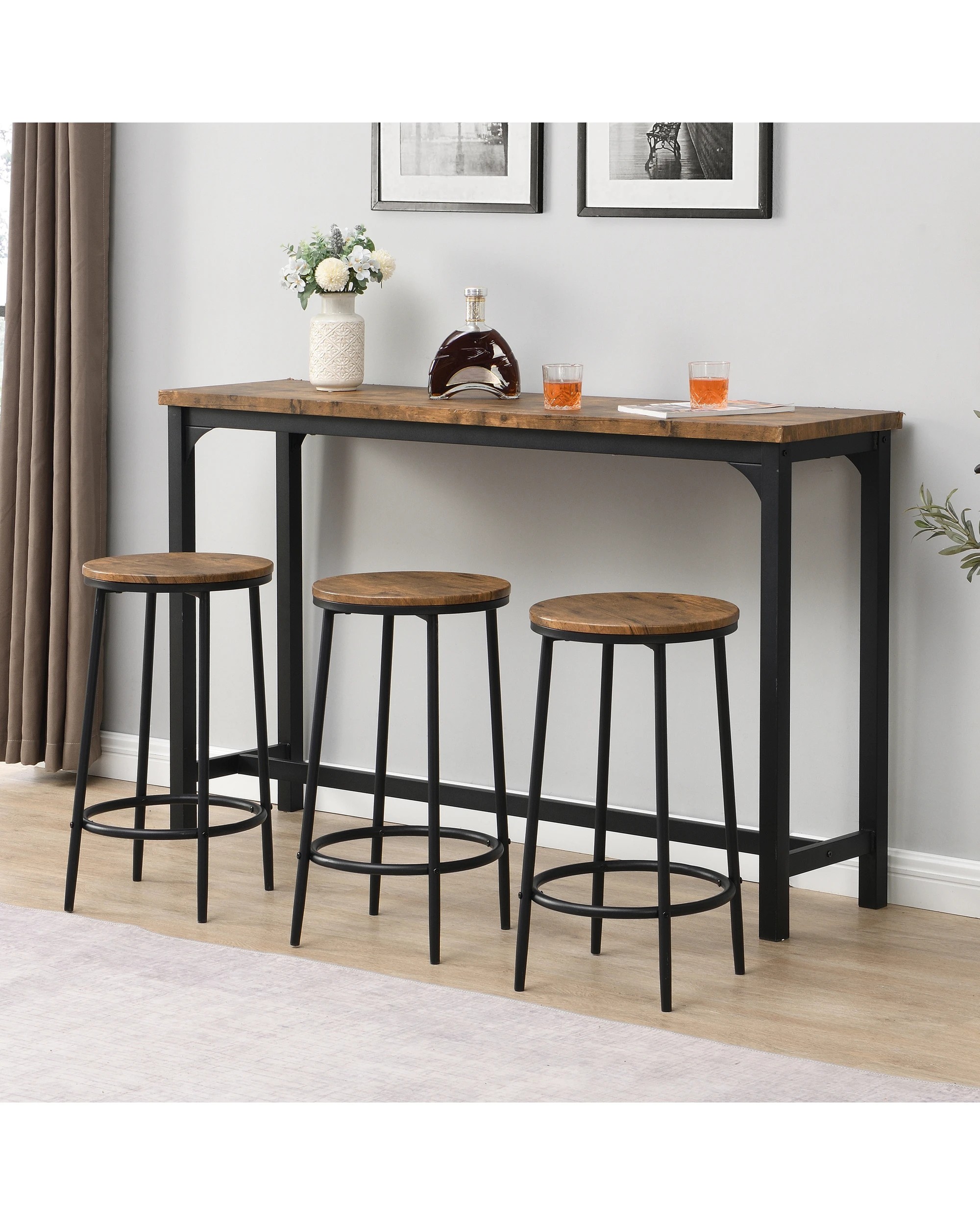 2 IHOMDE 4-Piece Console Table with 3 Stools, 2 of 10