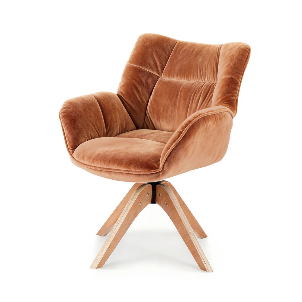 1 Artiss Swivel Chair Armchair Nursing Velvet Brown - Brown, 1 of 6