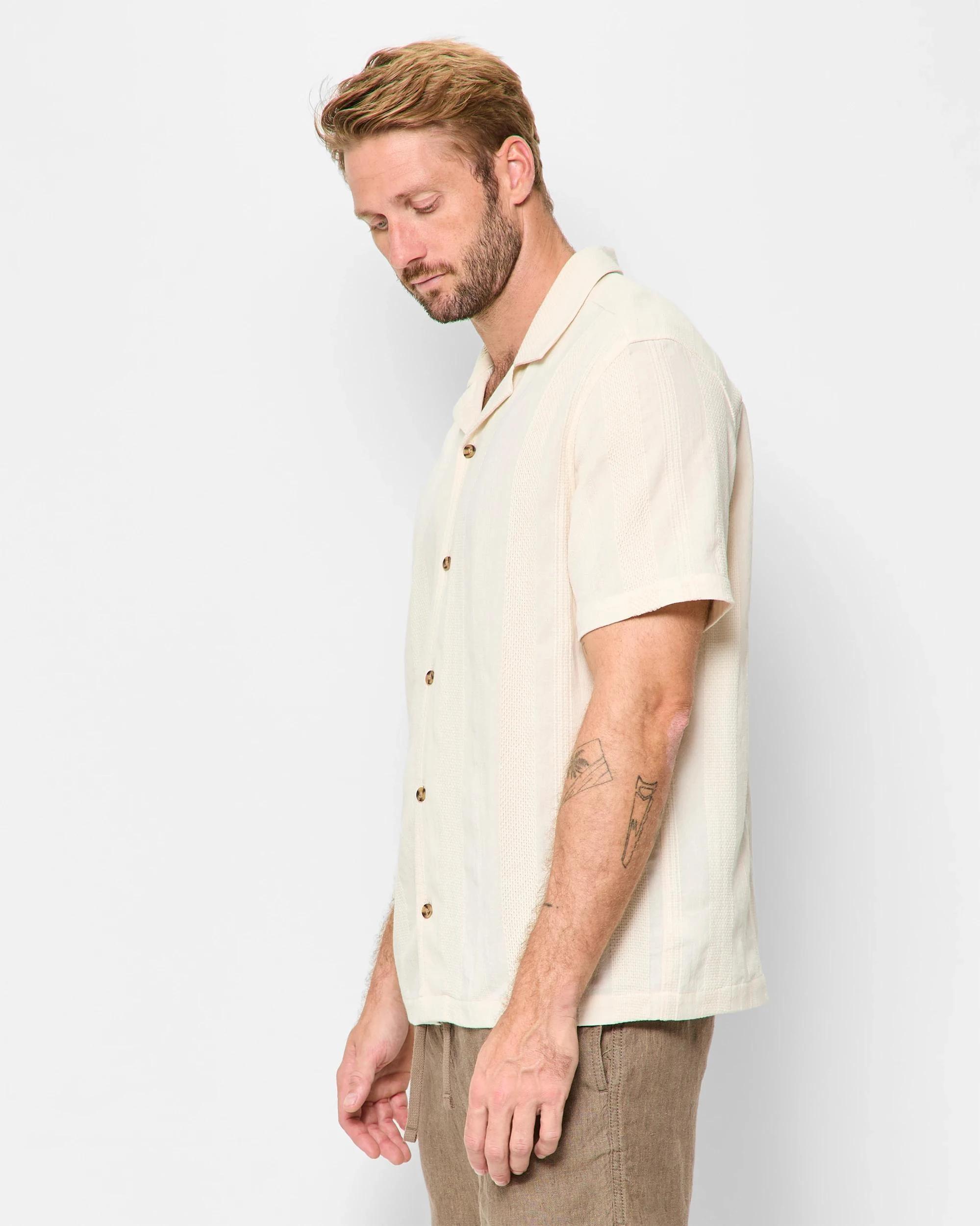 3 Target Australian Cotton Short Sleeve Stripe Shirt LIGHT STONE, 3 of 5