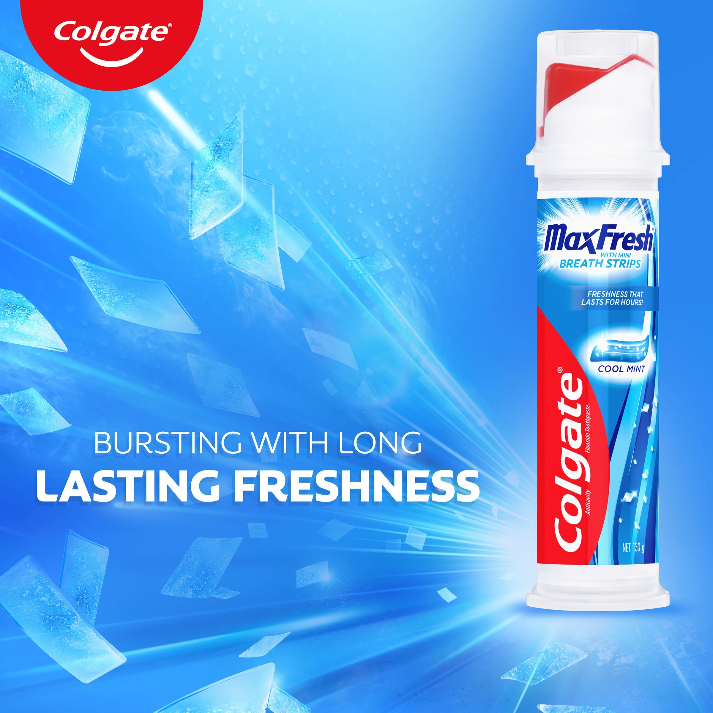 7 Colgate MaxFresh Cool Mint Toothpaste Pump with Mini Breath Strips 130g, 7 of 7
