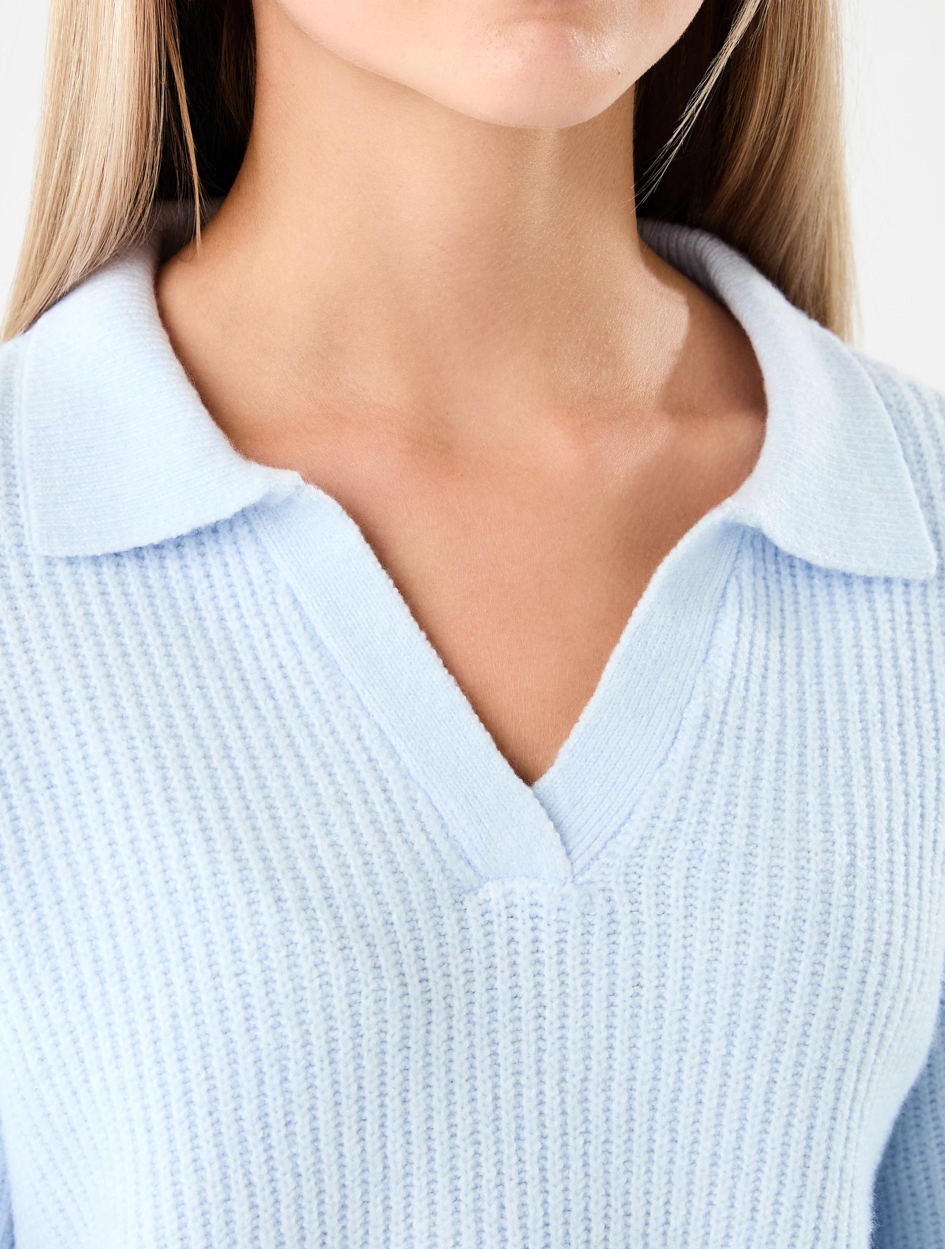 3 Bow Sleeve Rugby Knit Top Icew Blue, 3 of 6