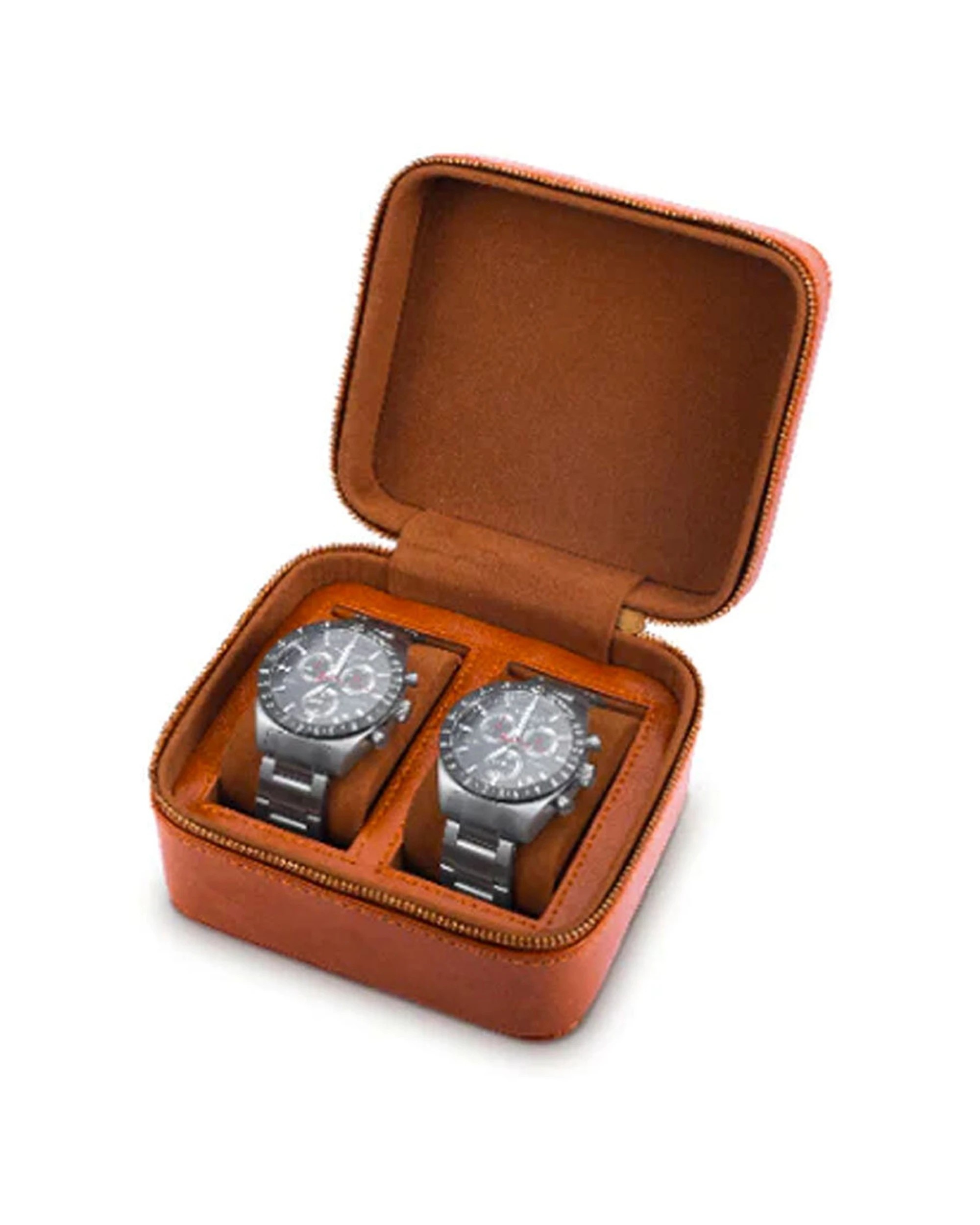 1 Mens Republic 2 Watches Leather Storage Display Case - Brown, 1 of 1