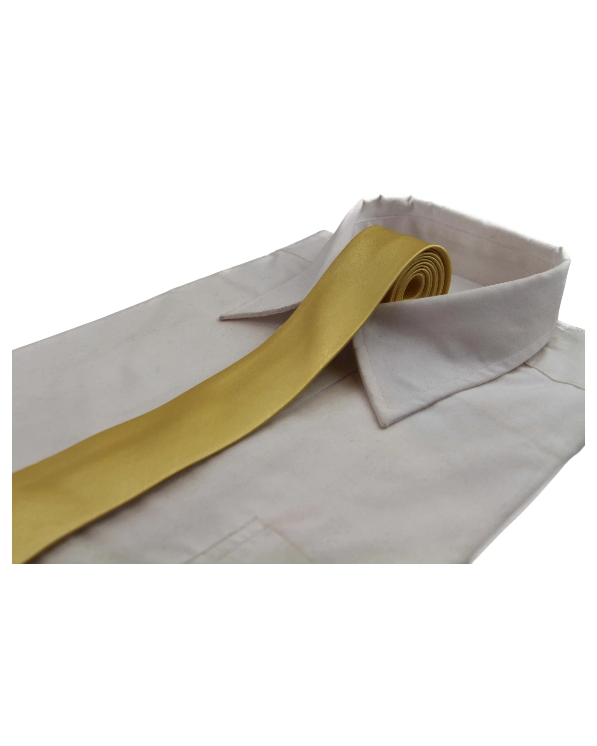 1 Zasel Mens Yellow Gold 5cm Skinny Plain Neck Tie - Yellow - Yellow, 1 of 1