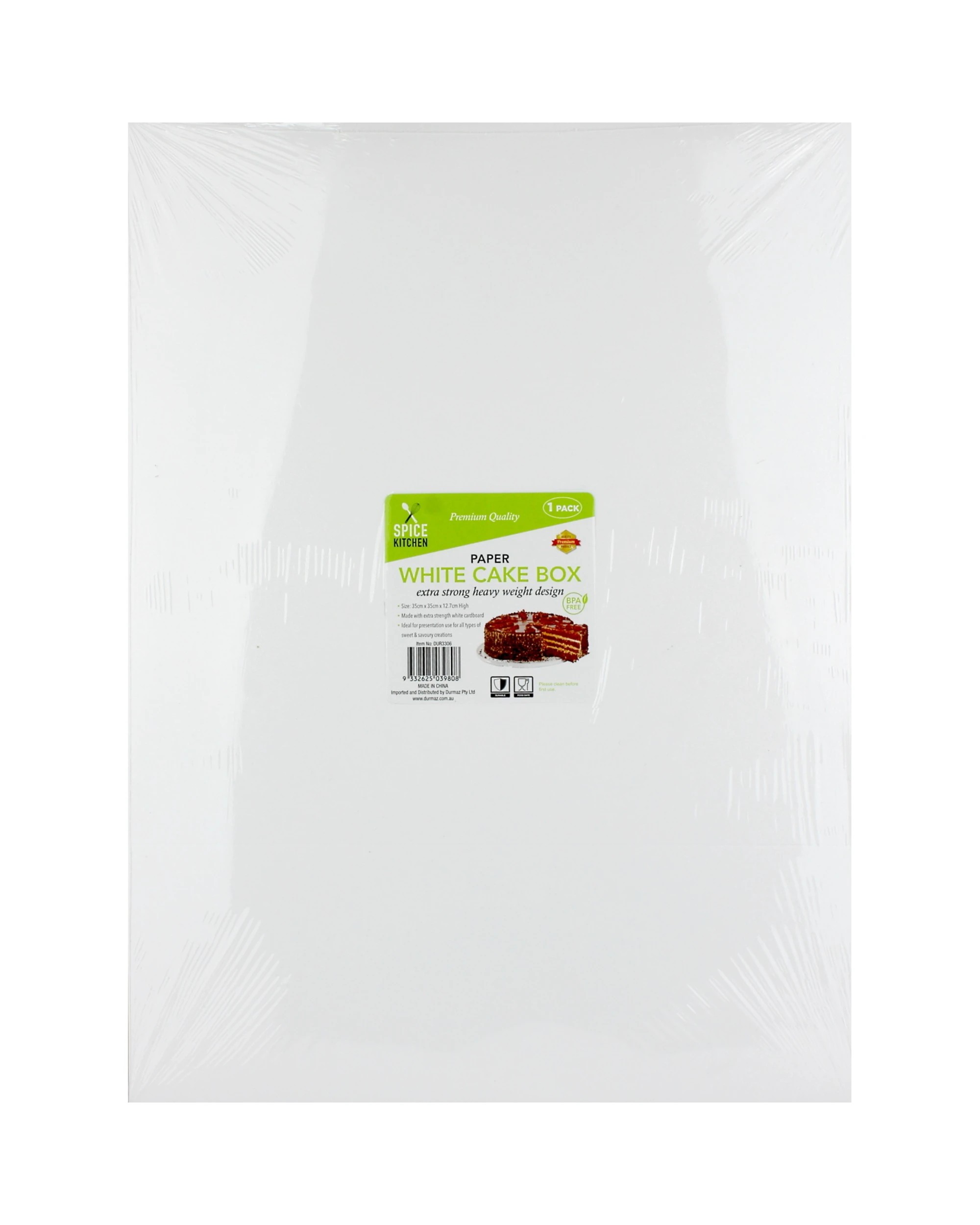 2 Durmaz White Square Cardboard Cake Box 35cm - White, 2 of 3