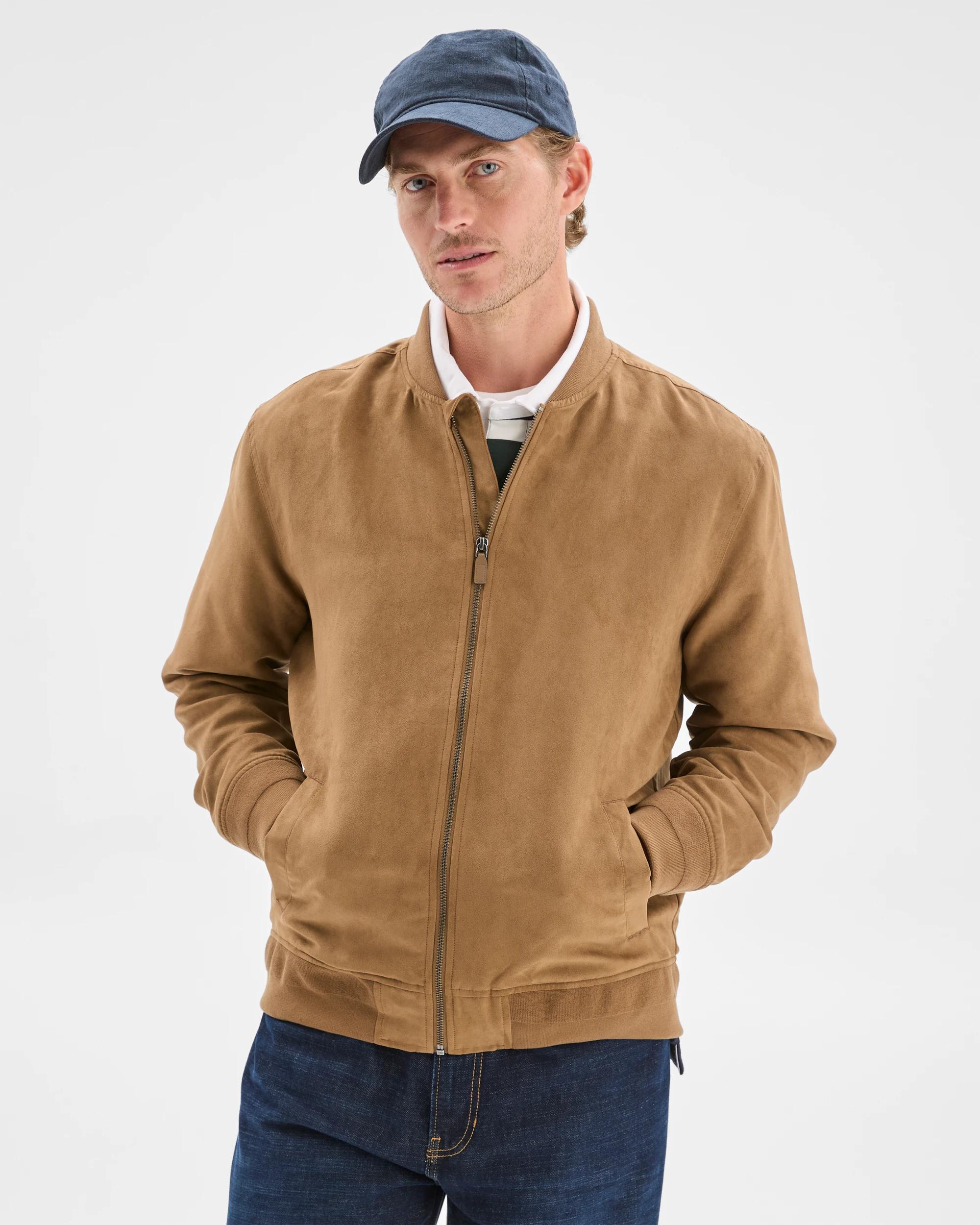3 Target Man Faux Suede Bomber Jacket TAN, 3 of 7
