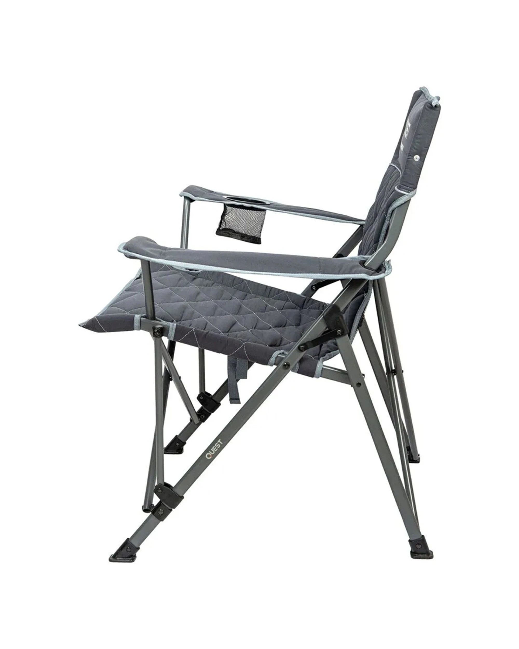3 Quest Stowaway Camp Chair Steel With Armrests 180kg Capacity Padded - Grey, 3 of 8