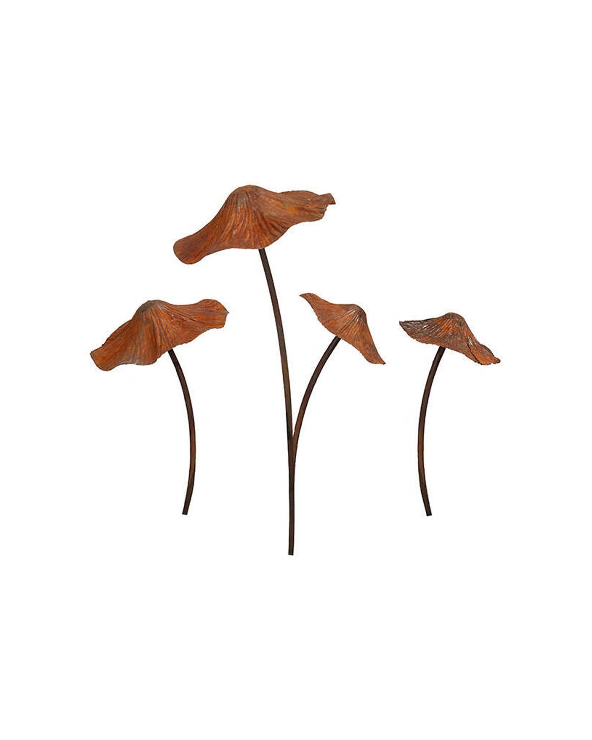 1 Alfresco 3pc Mixed Metal Mushroom Home Garden Patio Decor - Brown, 1 of 1
