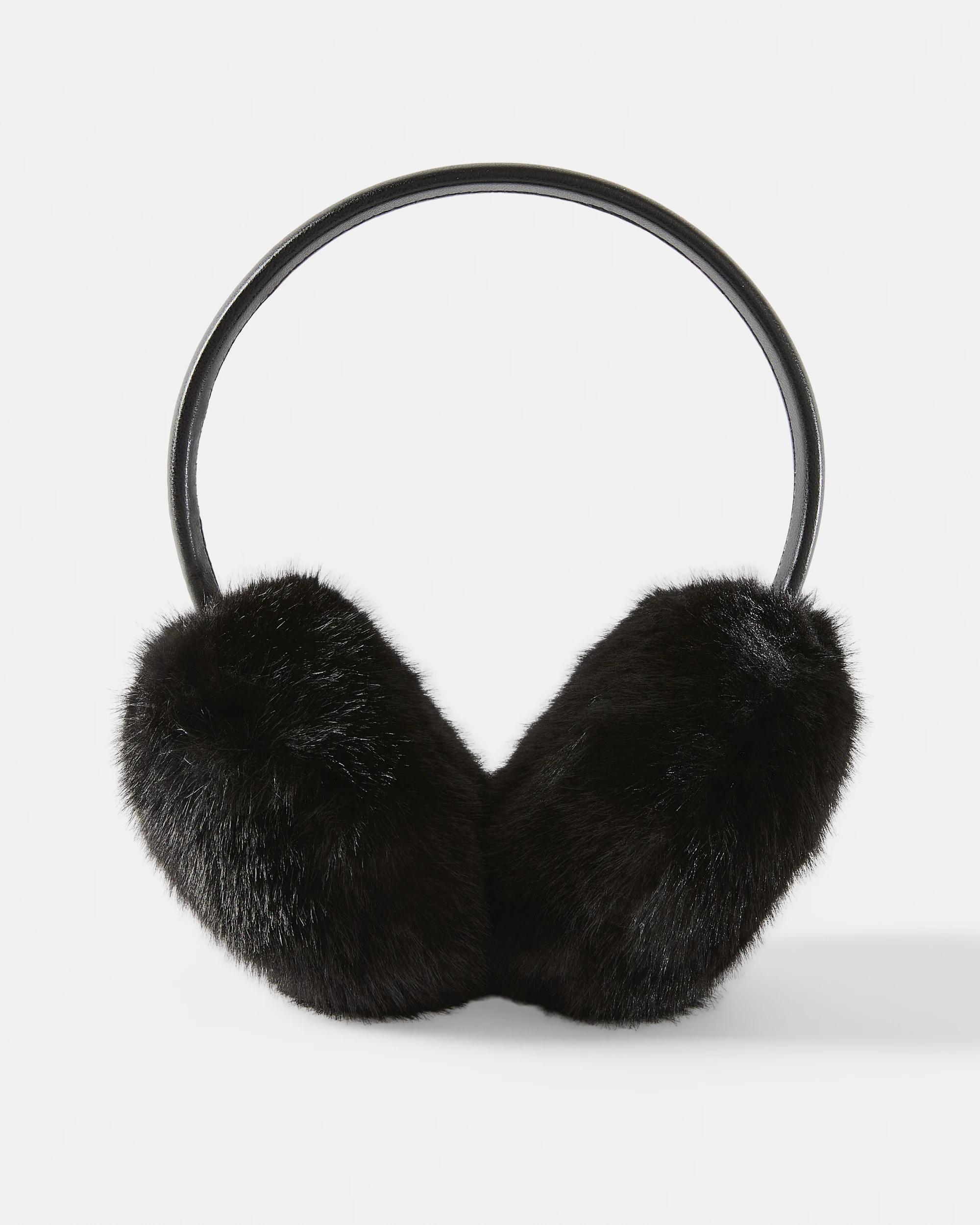 2 Faux Fur Ear Muffs Black, 2 of 3