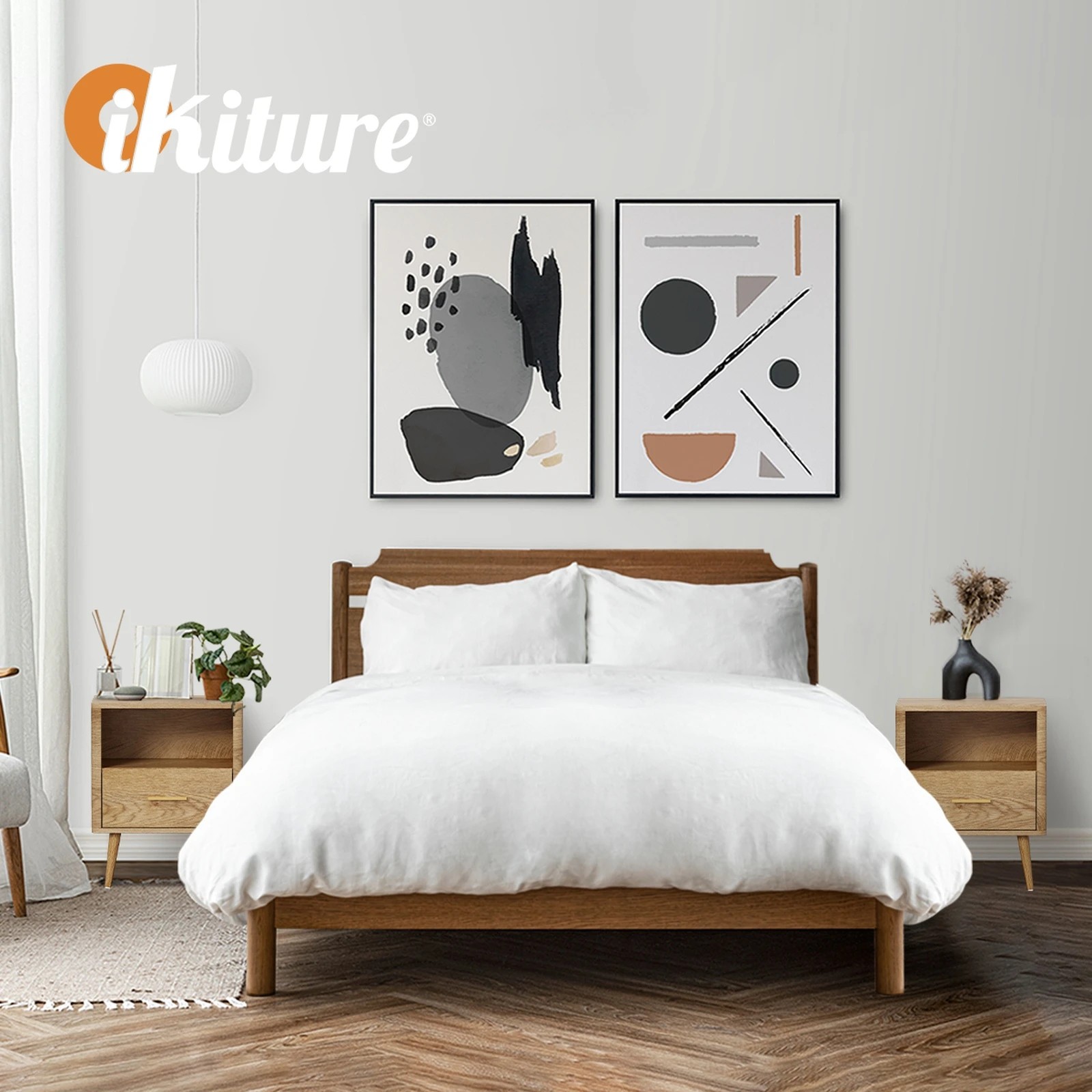 5 Oikiture Bedside Table 1 Drawer Open Shelf Side End Tables Nightstand
 - Natural, 5 of 10