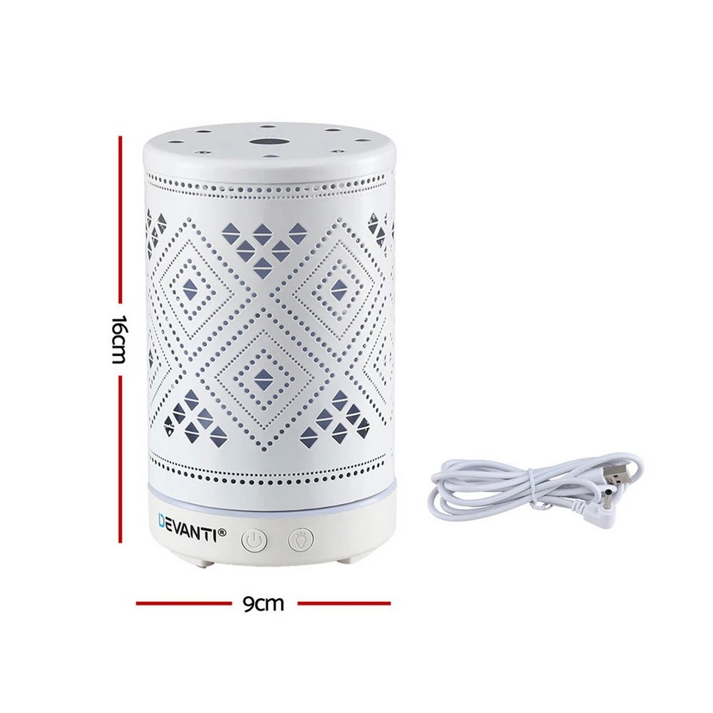 2 Devanti Ultrasonic Aroma Diffuser Aromatherapy 100ml LED Lights Iron Humidifier - Multi, 2 of 8