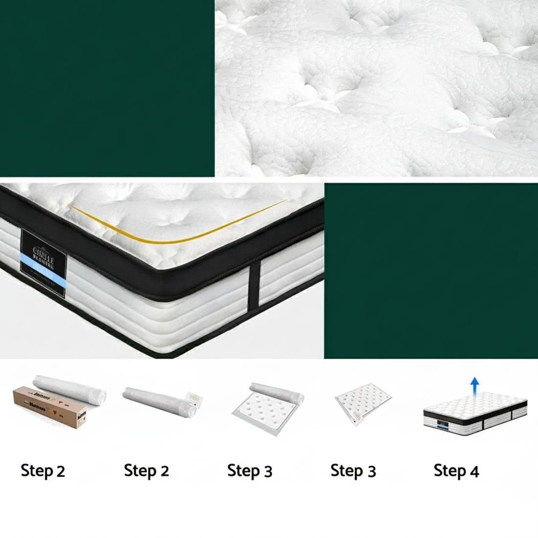 7 Giselle Bedding 31cm Mattress Euro Top King Single - King Single Bed - White, 7 of 7