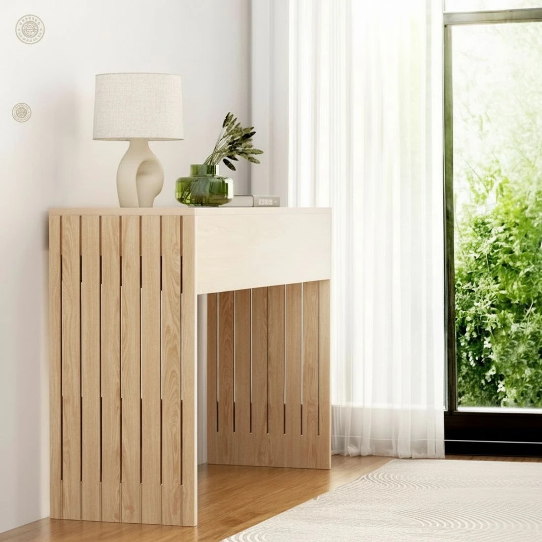 8 Artiss Console Table Hallway Fluted 120CM - Natural, 8 of 8