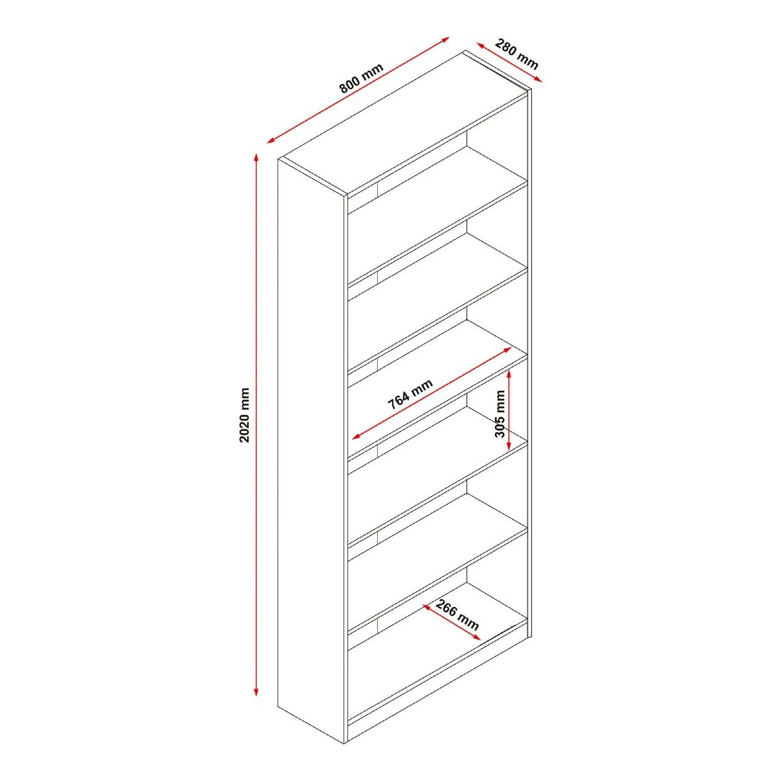6 Austin 6 Shelf Bookcase Oak, 6 of 6