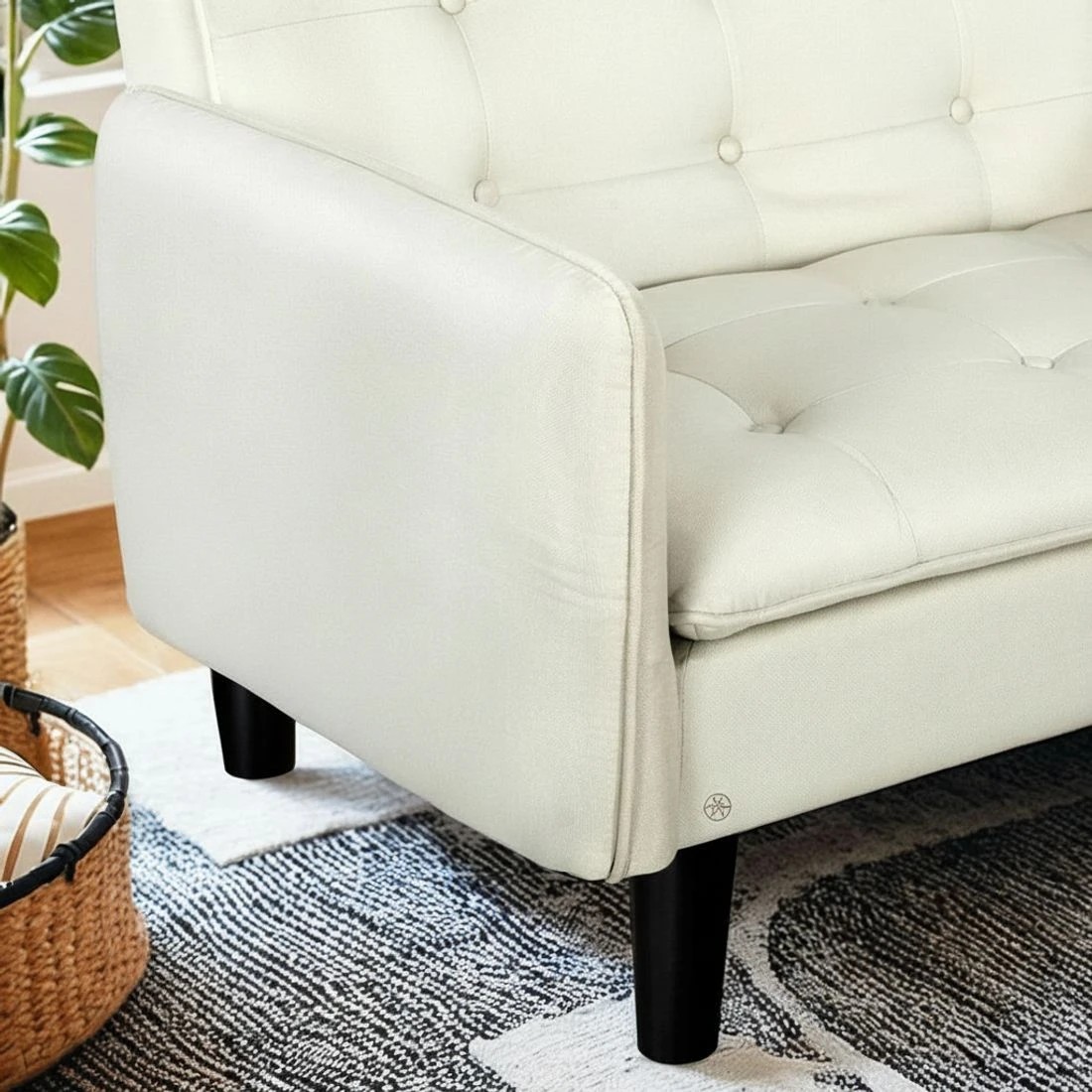 5 Artiss Sofa Bed 3 Seater Tufted Faux Line - White, 5 of 6