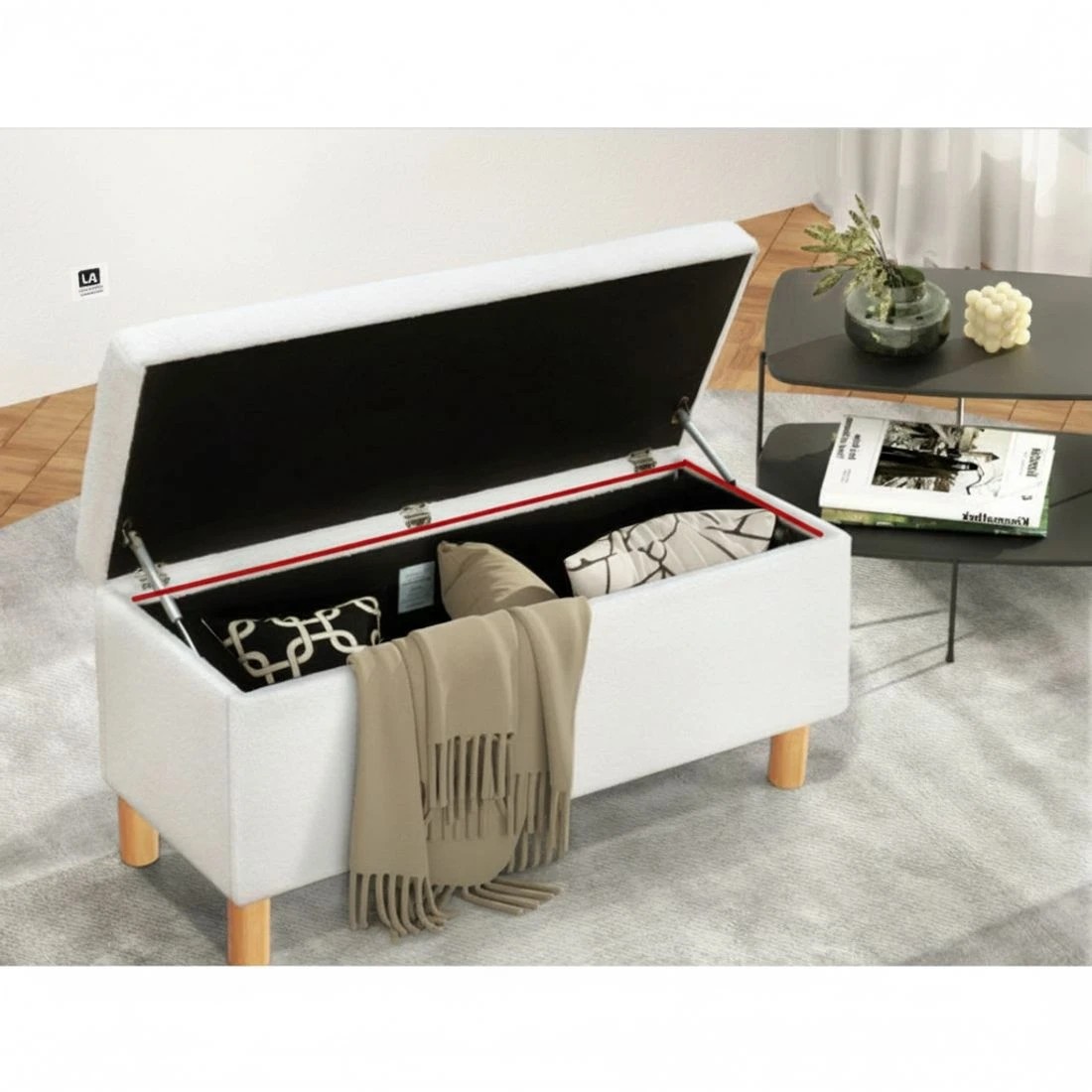 5 Artiss Storage Ottoman Blanket Box 99cm - White, 5 of 6