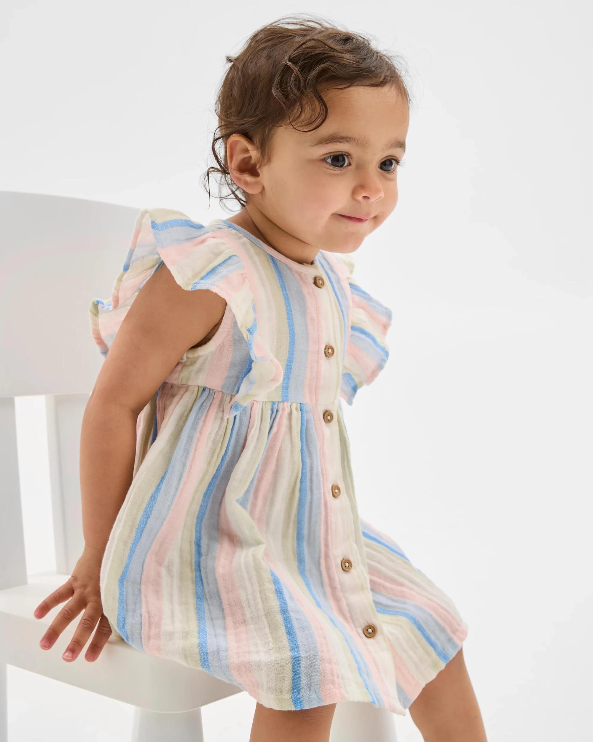 1 Target Baby Baby Girls Ruffle Woven Dress MULTI, 1 of 4