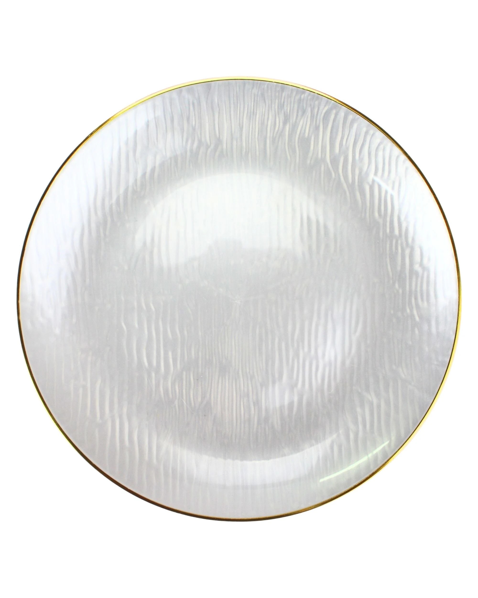 1 Partyware Pearl White Wave With Trim Reusable Plates 22cm Pack of 10 - Gold, 1 of 2