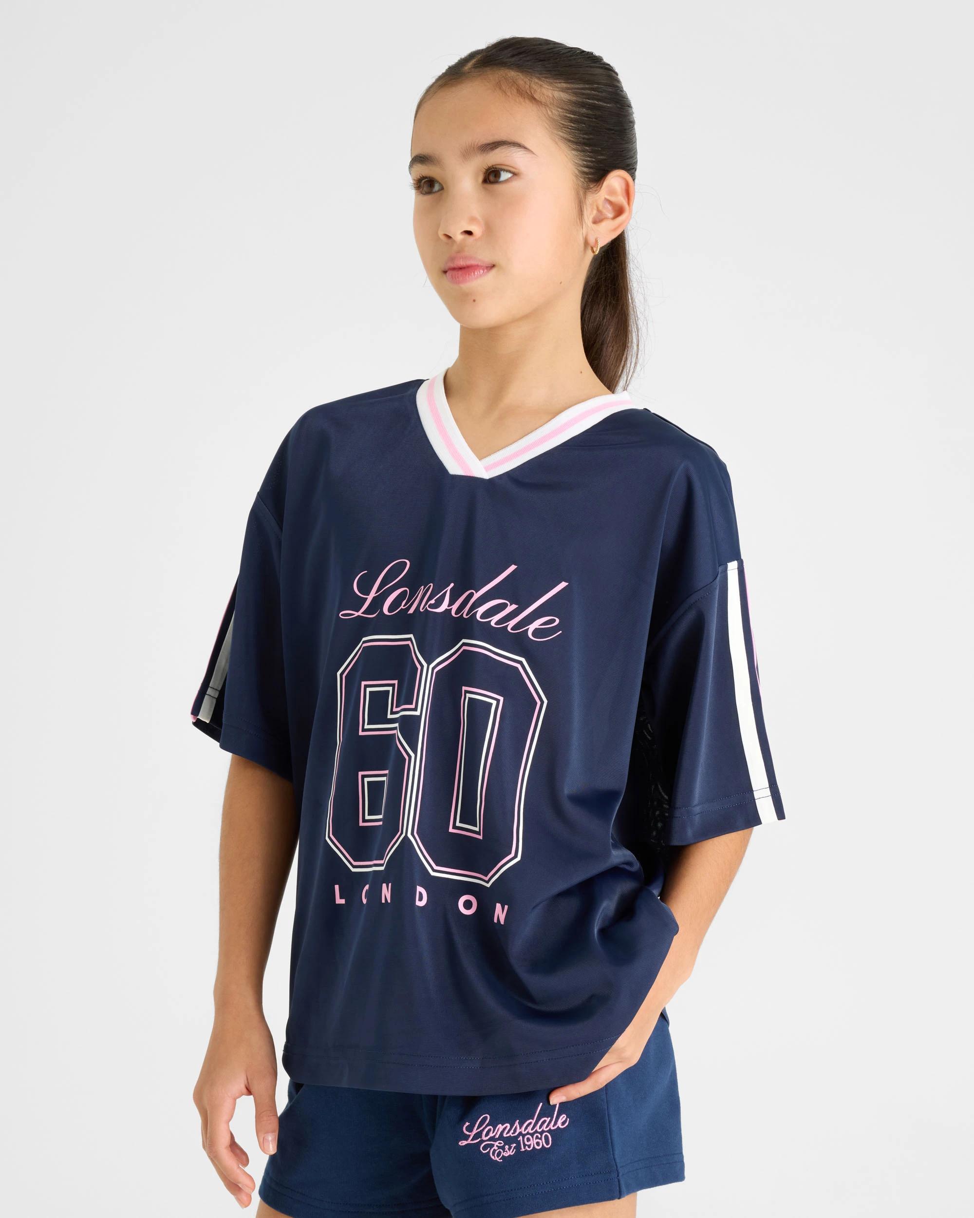 4 Lonsdale London Oversized Sports Jersey T-Shirt NAVY, 4 of 5