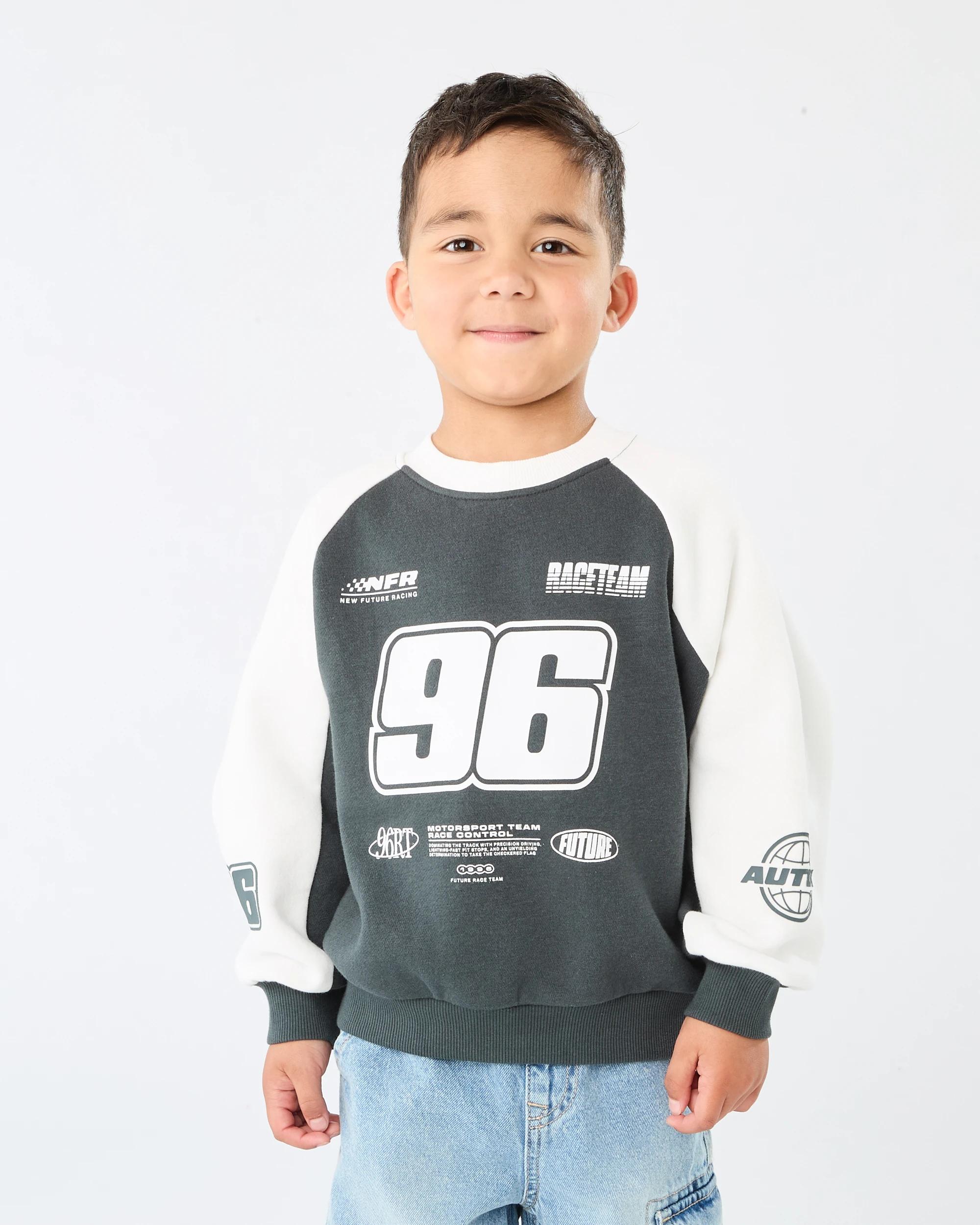 1 Oversized Crew Neck Sweatshirt Grey Moto, 1 of 9