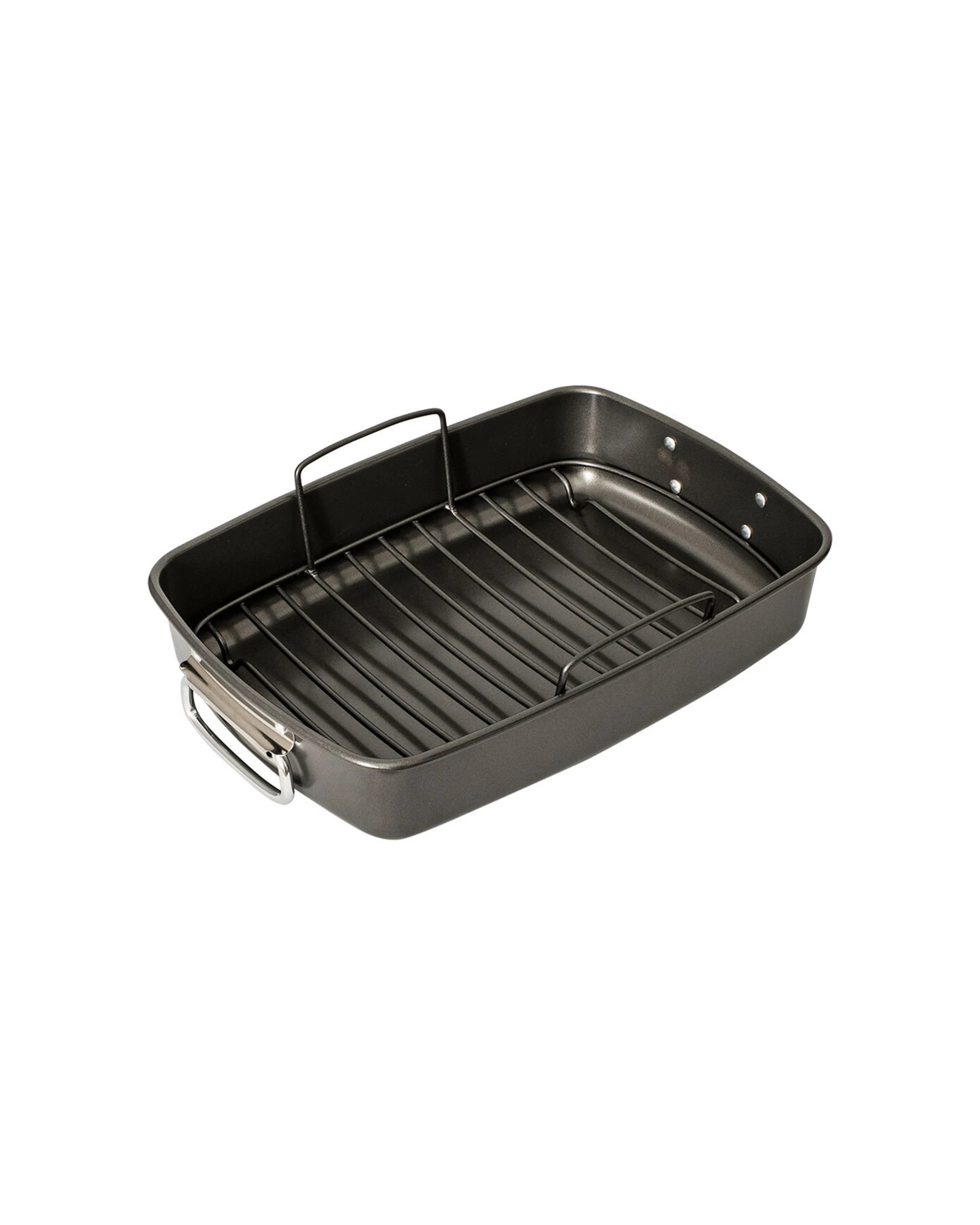 1 Mastercraft Roaster With Roasting Rack Handles Non-Stick Heavy Duty Carbon - Black, 1 of 1