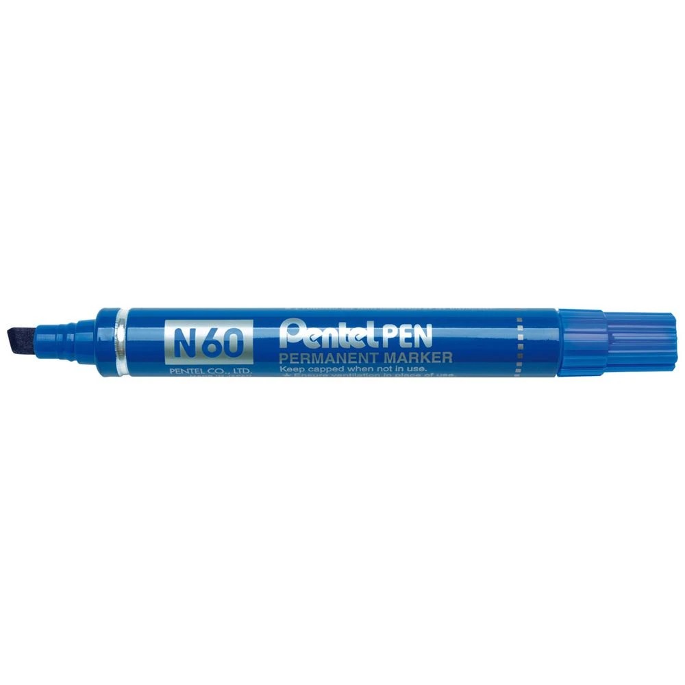1 Pentel N60 Permanent Marker Chisel Tip Blue, 1 of 4