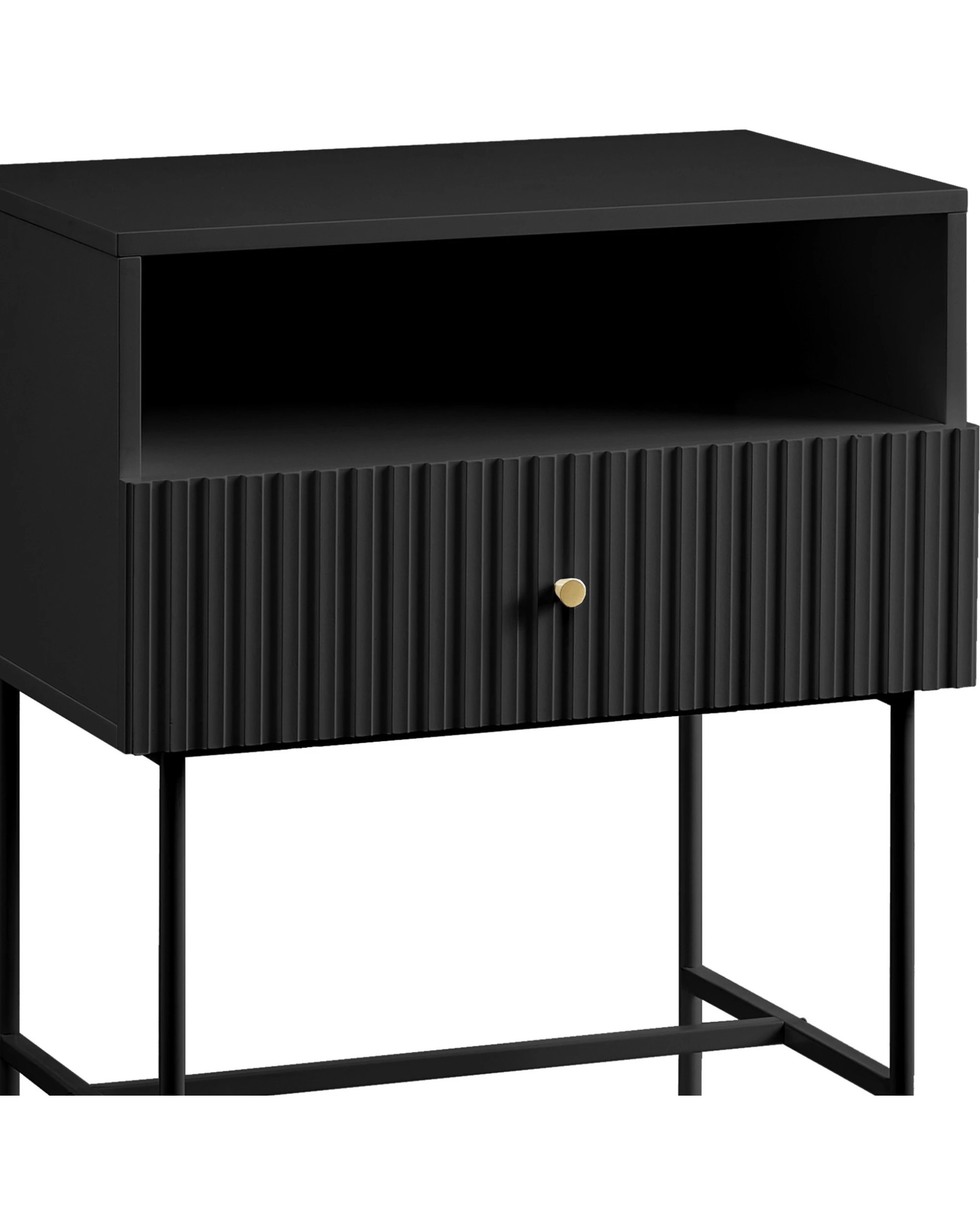 5 Sarantino Cecil Slender Fluted Bedside Table In Black, 5 of 10