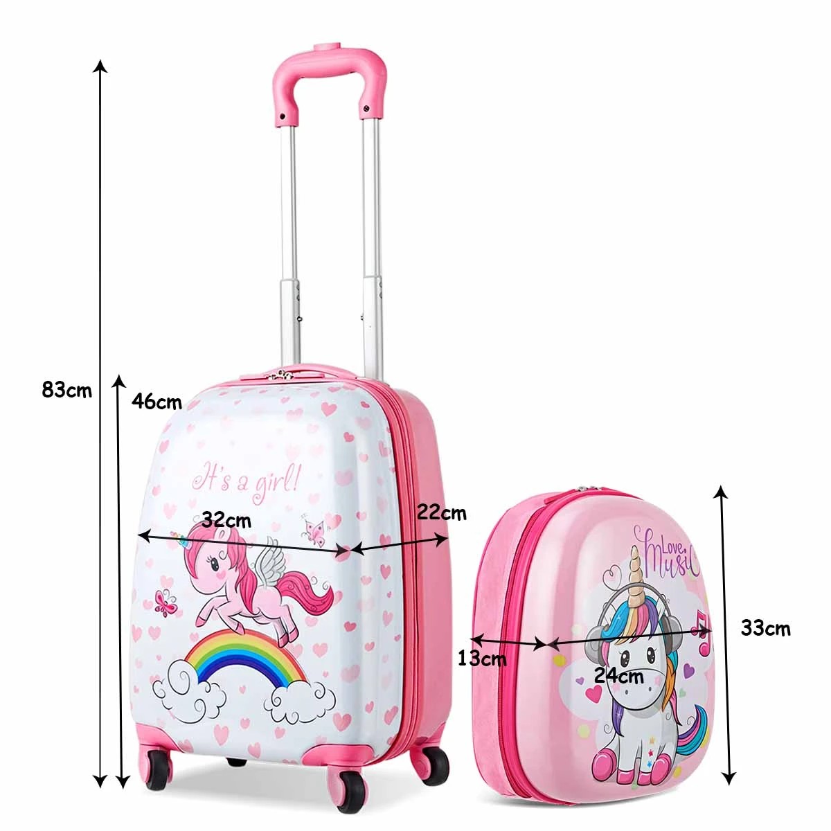 2 Costway 2PCS 16" Luggage + 13" Backpack Set Travel Trolley Suitcase Set Luggage Carry On Bag, 2 of 2