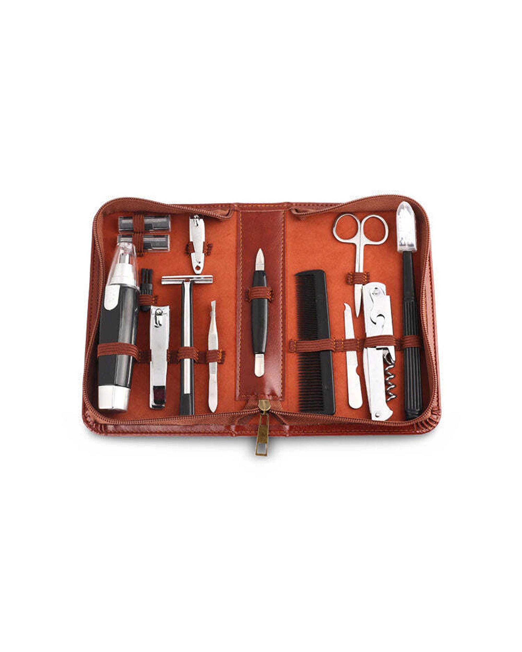 1 Men'S Republic 12Pc Grooming Zipper Bag Kit Men'S Hair Care Essentials - Brown, 1 of 4