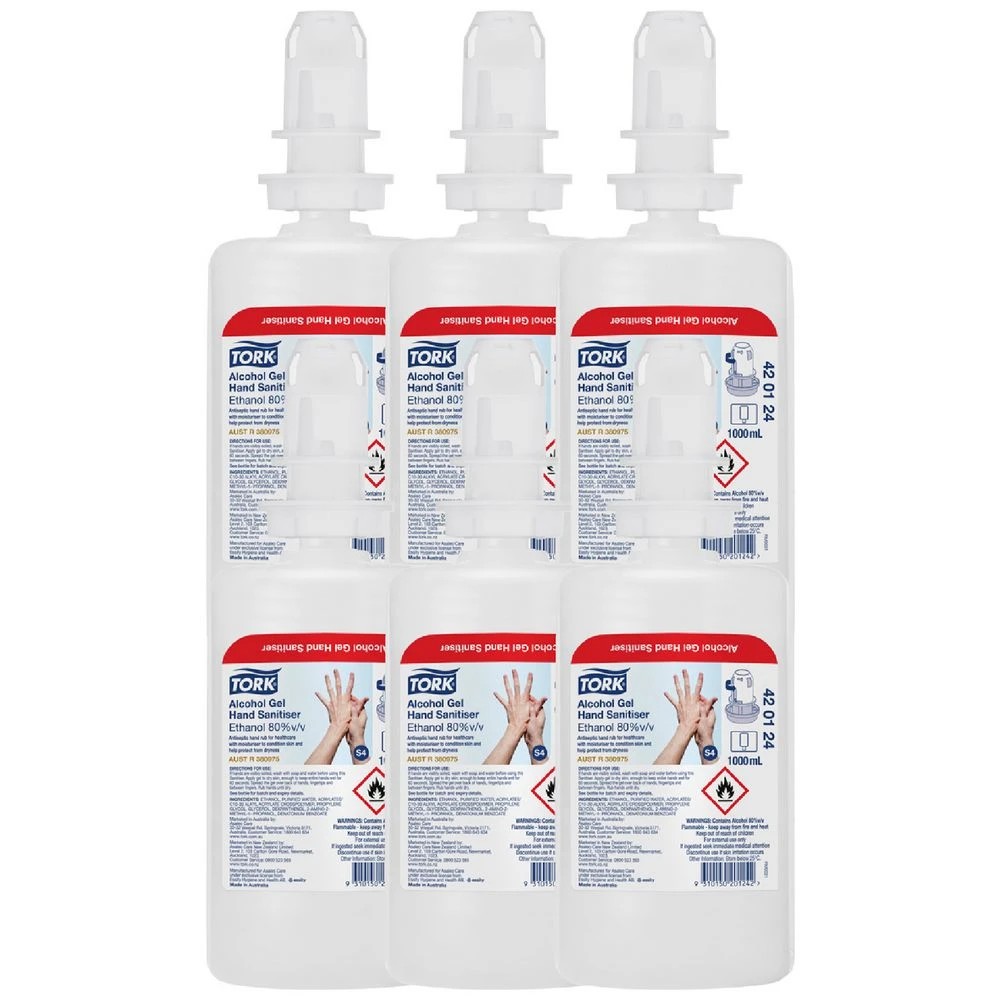 1 Tork Alcohol Gel Hand Sanitiser S4 Cartridge Refill 1L 6 Pack, 1 of 1