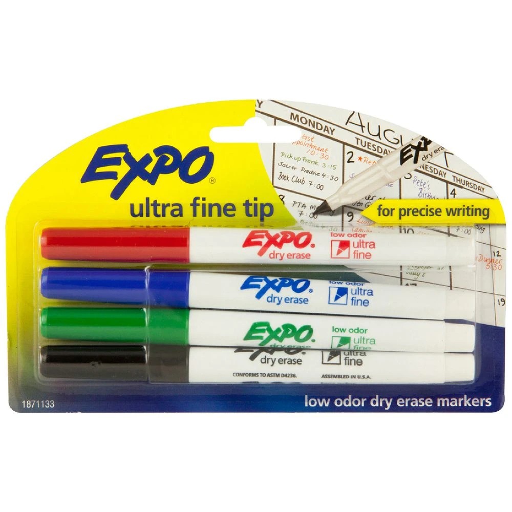 1 Expo Ultra Fine Whiteboard Markers Bullet Assorted 4 Pack, 1 of 4