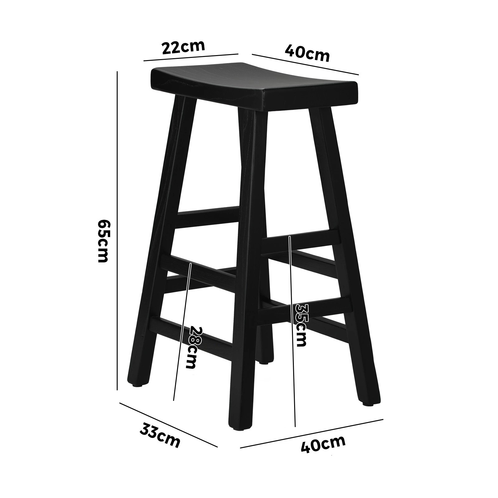 10 Oikiture 4x Bar Stools Kitchen Stool Wooden Counter Chairs Barstools
 - Black, 10 of 10