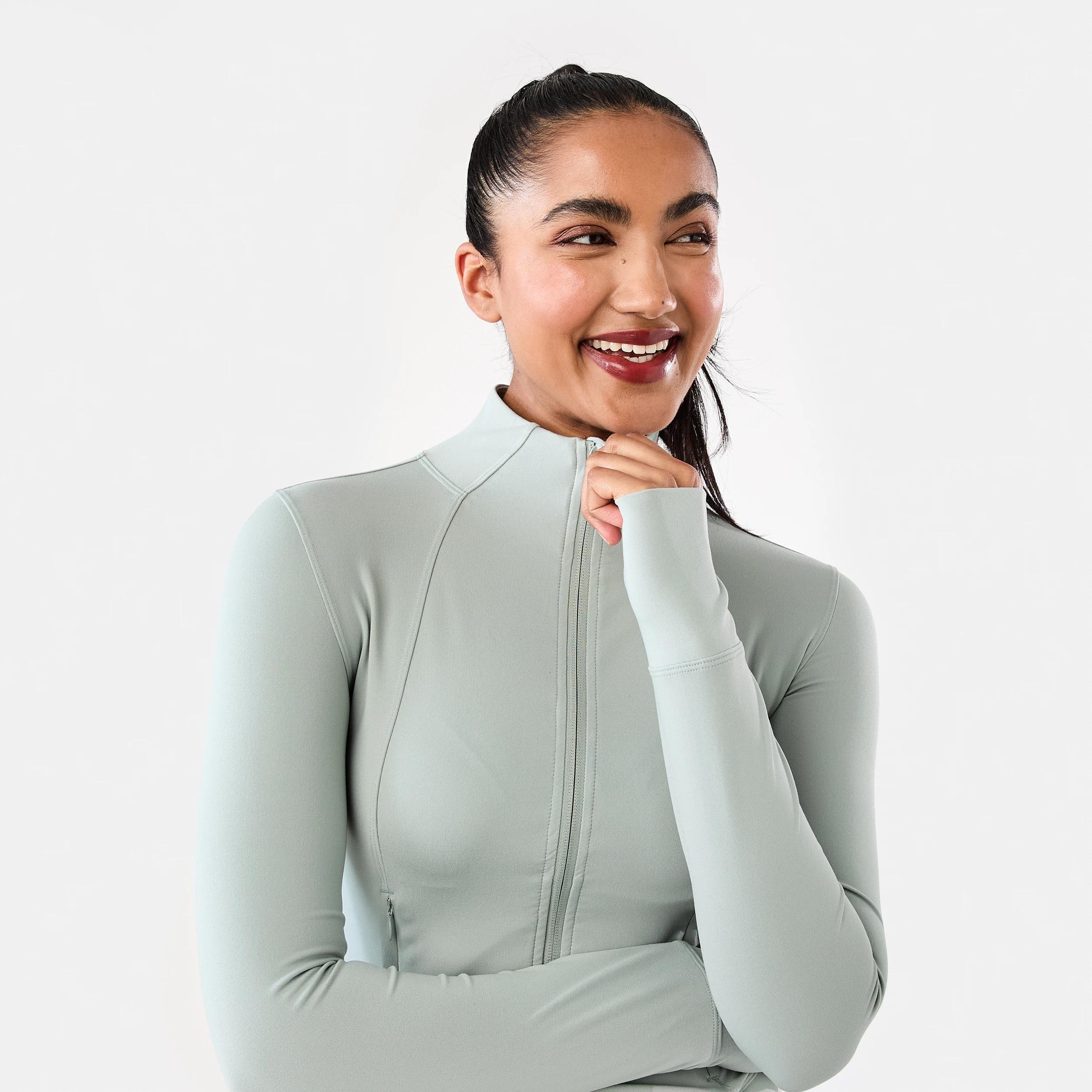 6 Active Womens Long Sleeve Ultrasoft Jacket LINDSEY GREEN, 6 of 8